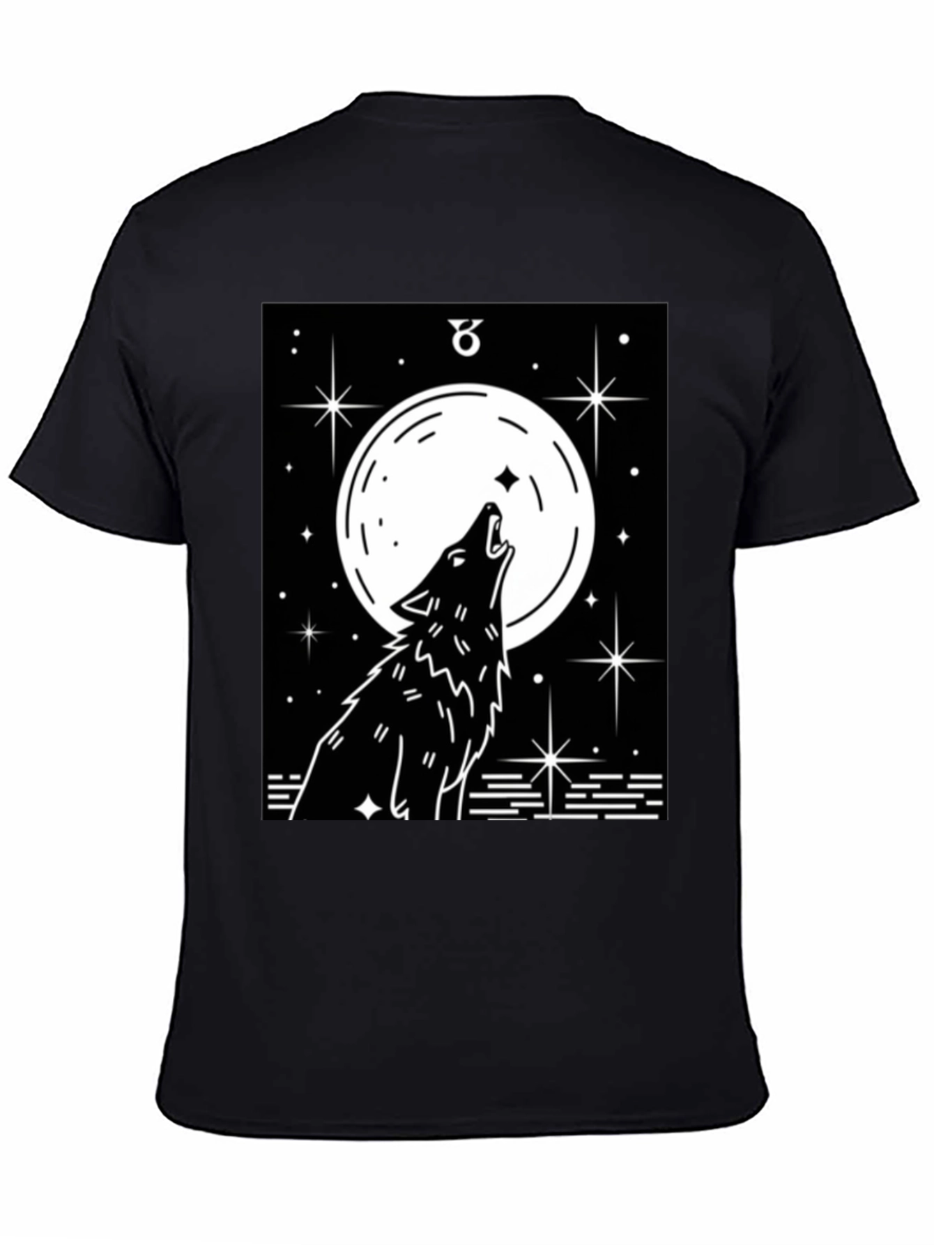 Wolf Moon Graphic Tee - Black Cotton Blend