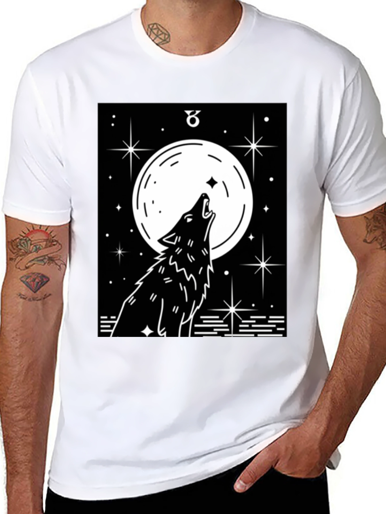 Wolf Moon Graphic Tee - Black Cotton Blend