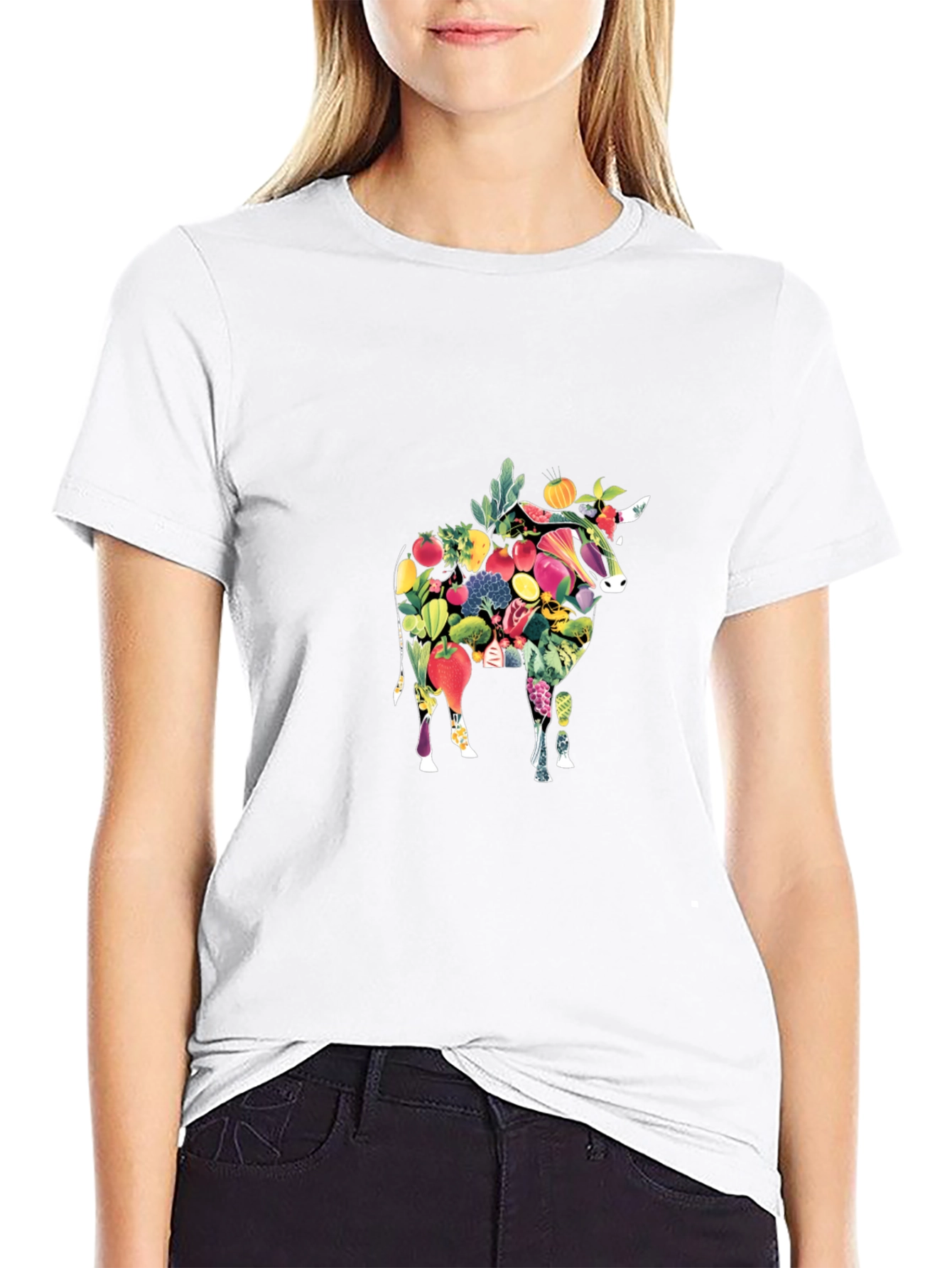 Vegan Bull Graphic Tee - Black Cotton Comfort