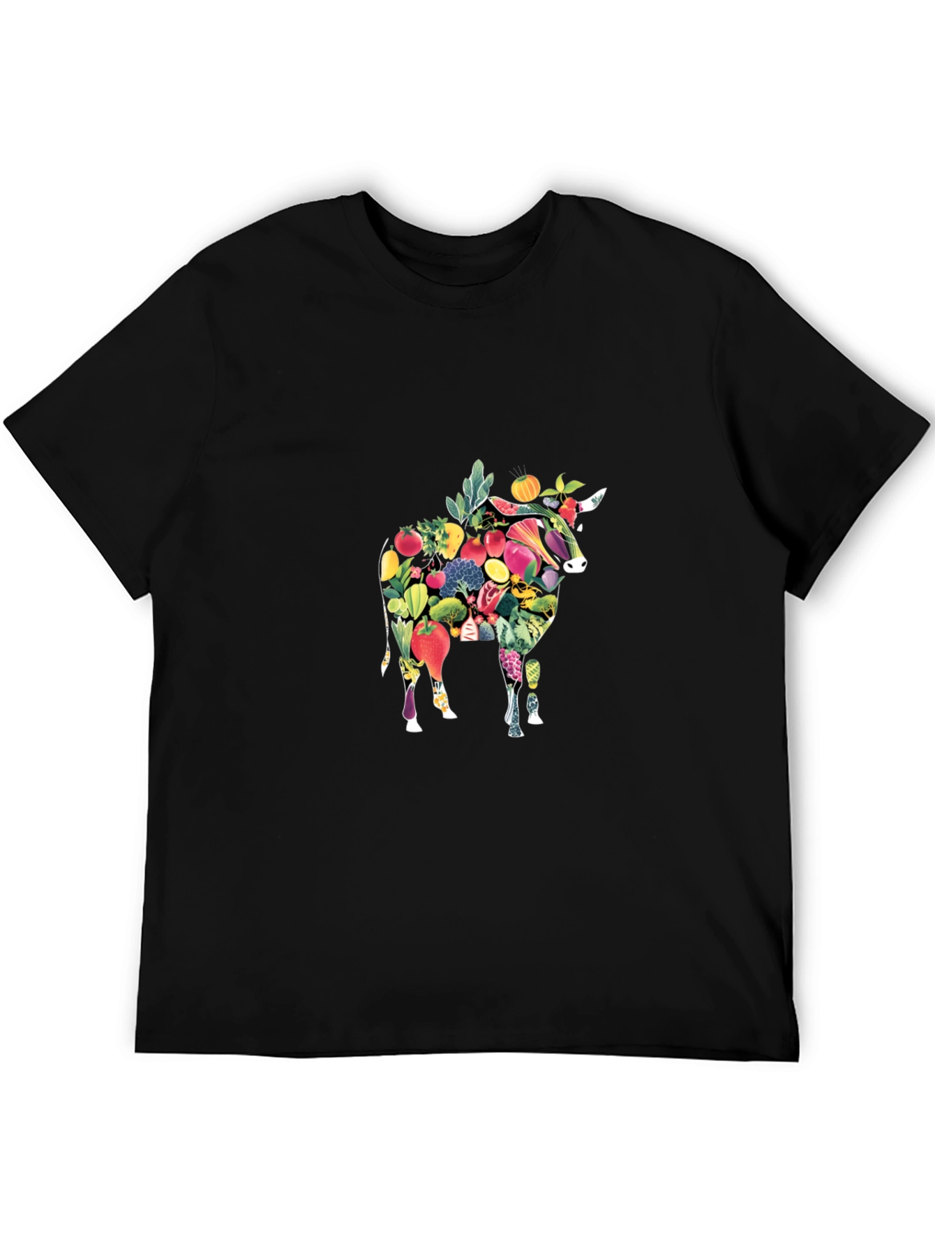Vegan Bull Graphic Tee - Black Cotton Comfort
