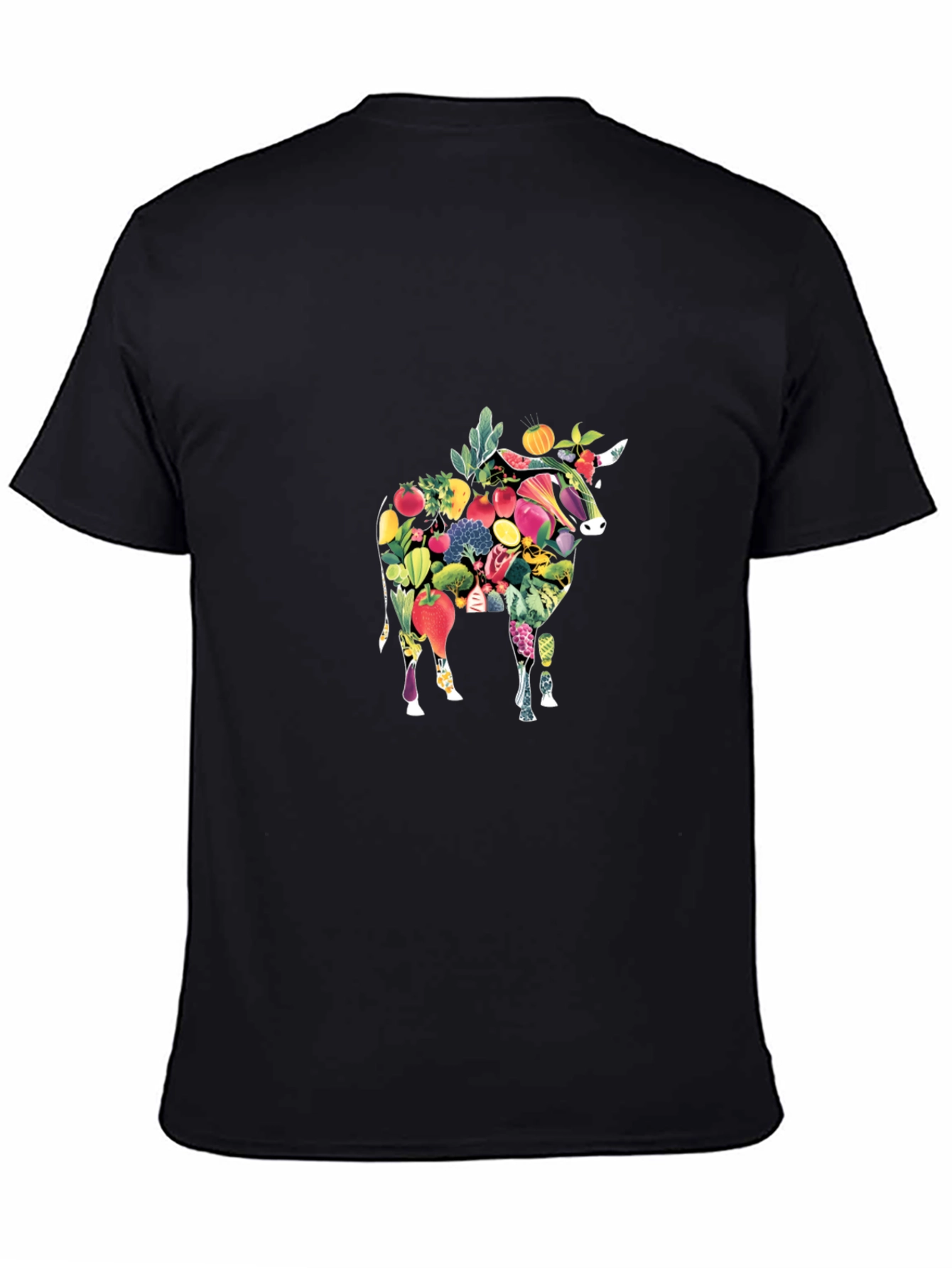 Vegan Bull Graphic Tee - Black Cotton Comfort