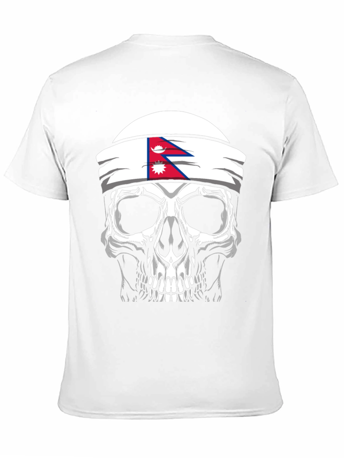 Skull Nepal Flag Headband Mens Graphic T-Shirt
