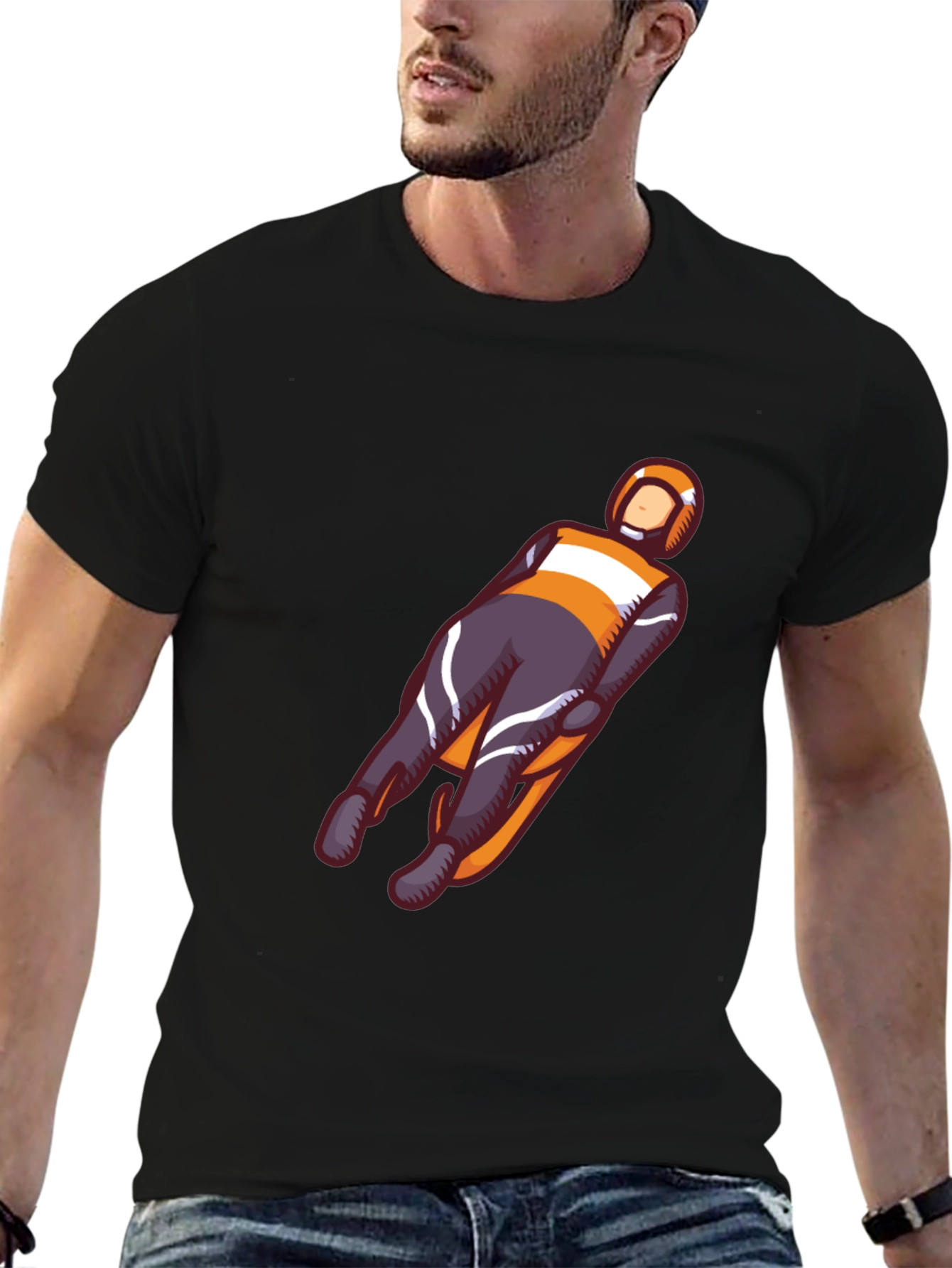Luge T-Shirt: Black Cotton Graphic Tee