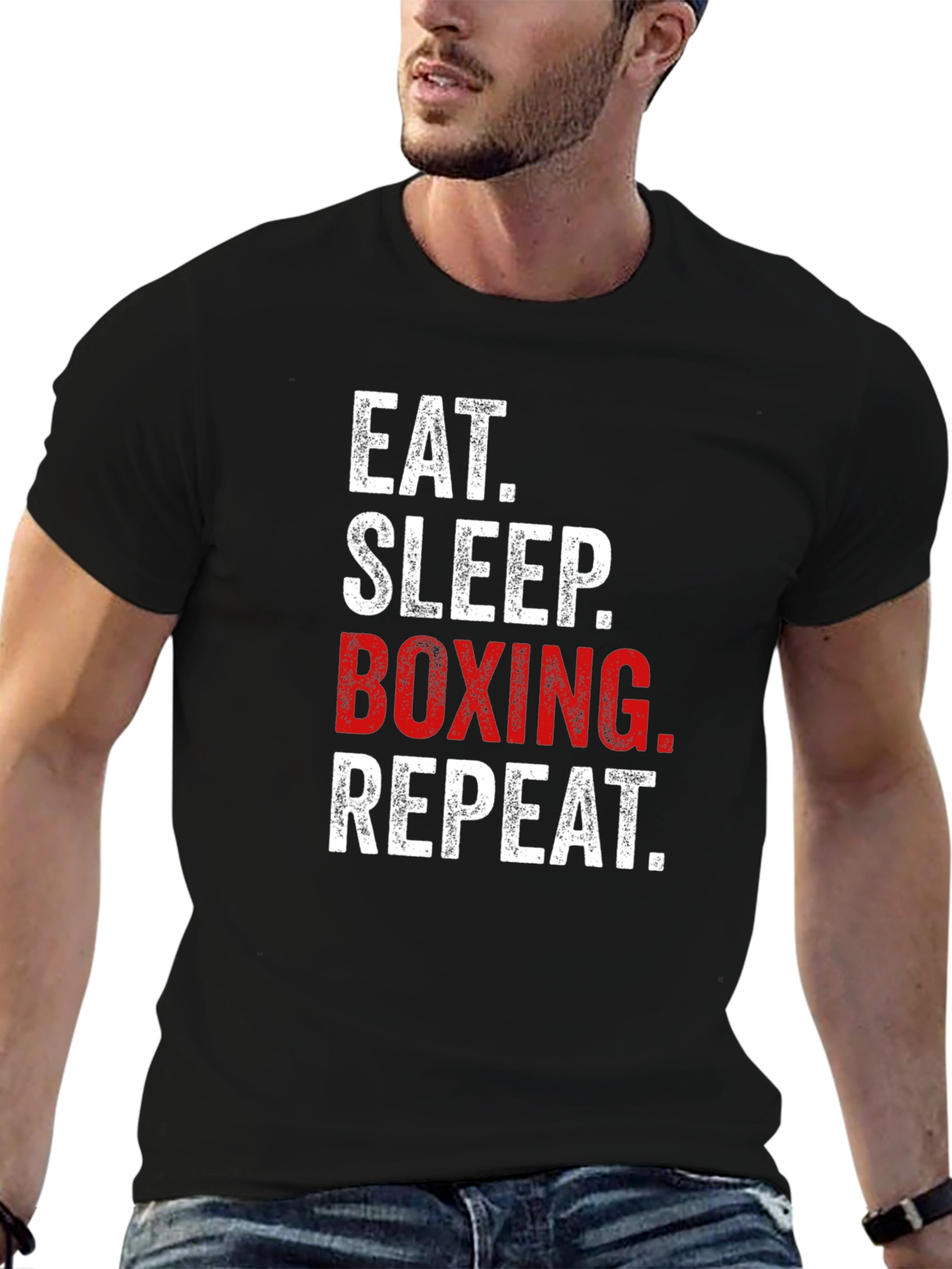 Eat Sleep Boxing Repeat - Mens Black Graphic Tee
