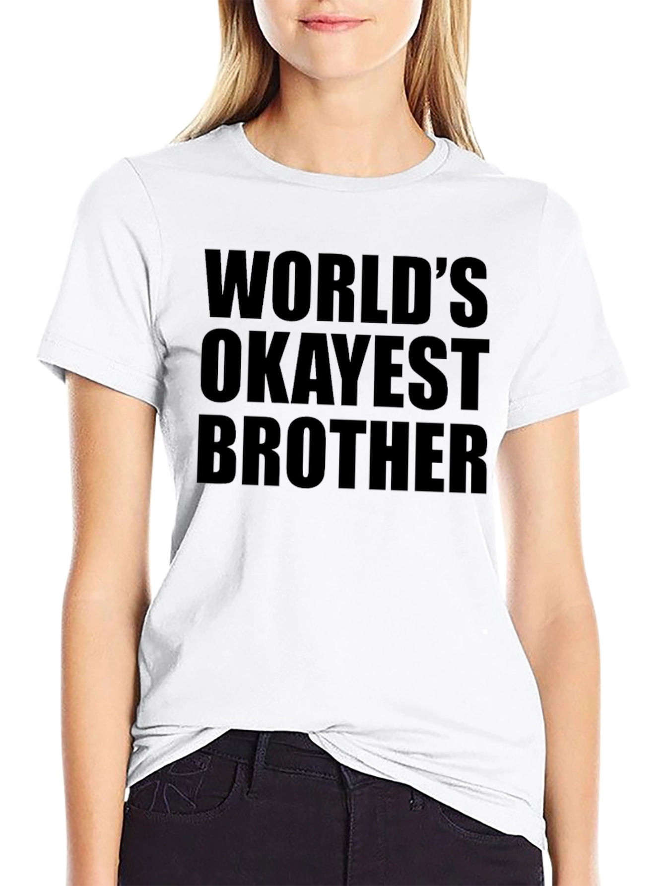 Worlds Okayest Brother Black Graphic T-Shirt