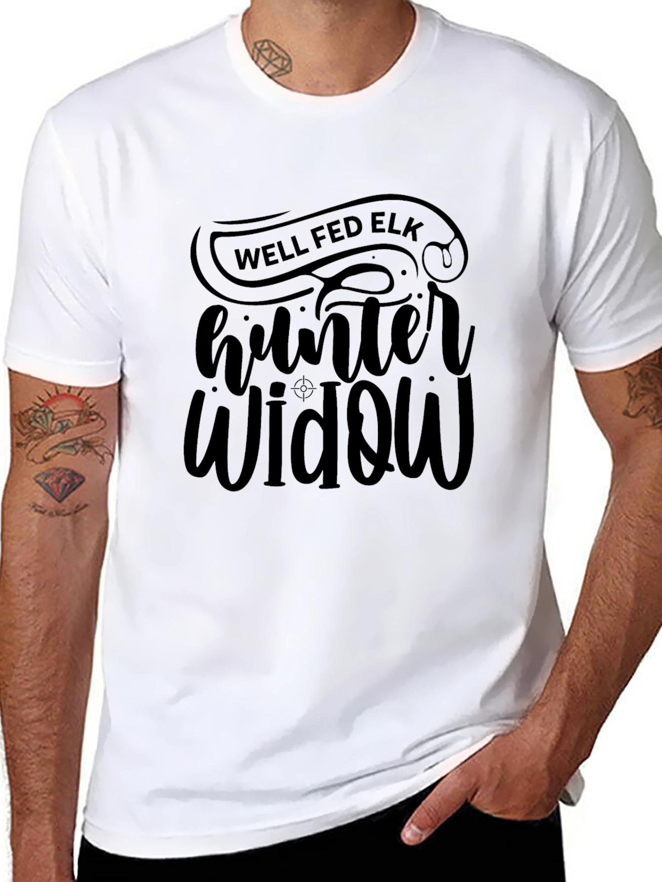 Well Fed Elk Hunter Widow Black T-Shirt