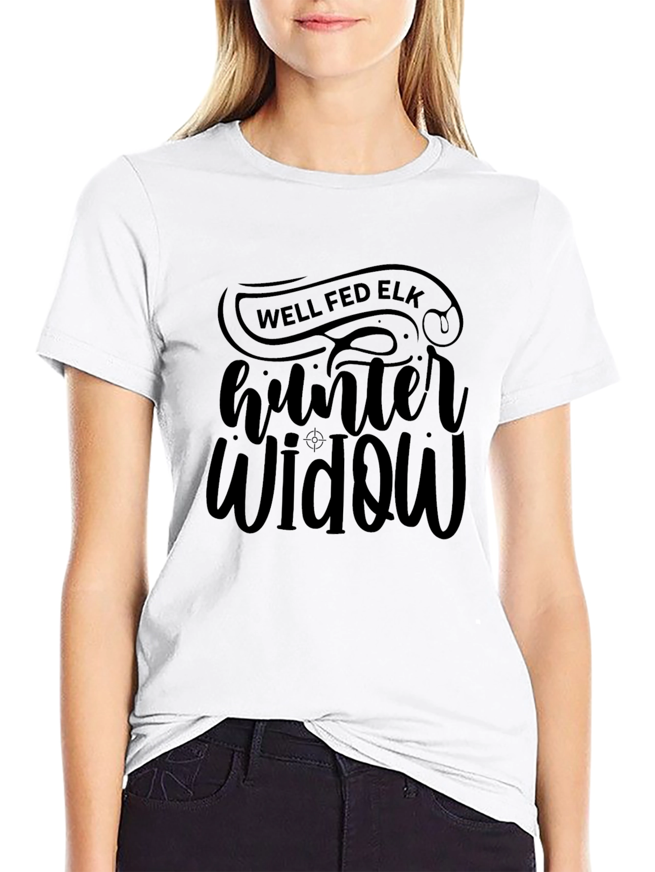 Well Fed Elk Hunter Widow Black T-Shirt