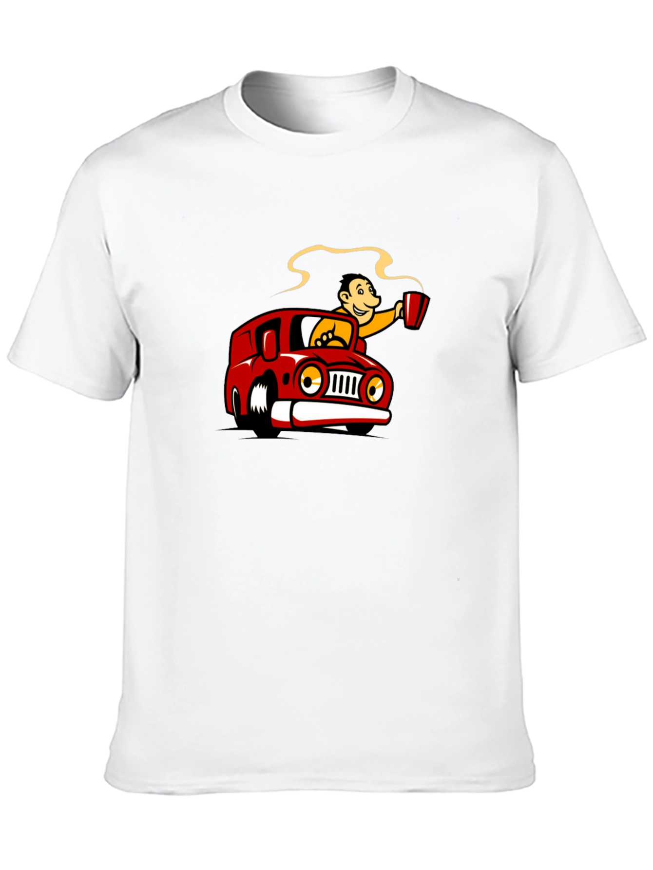 Coffee Car Cartoon Black T-Shirt
