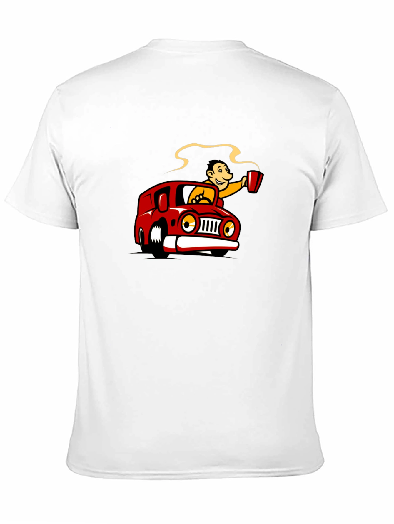 Coffee Car Cartoon Black T-Shirt