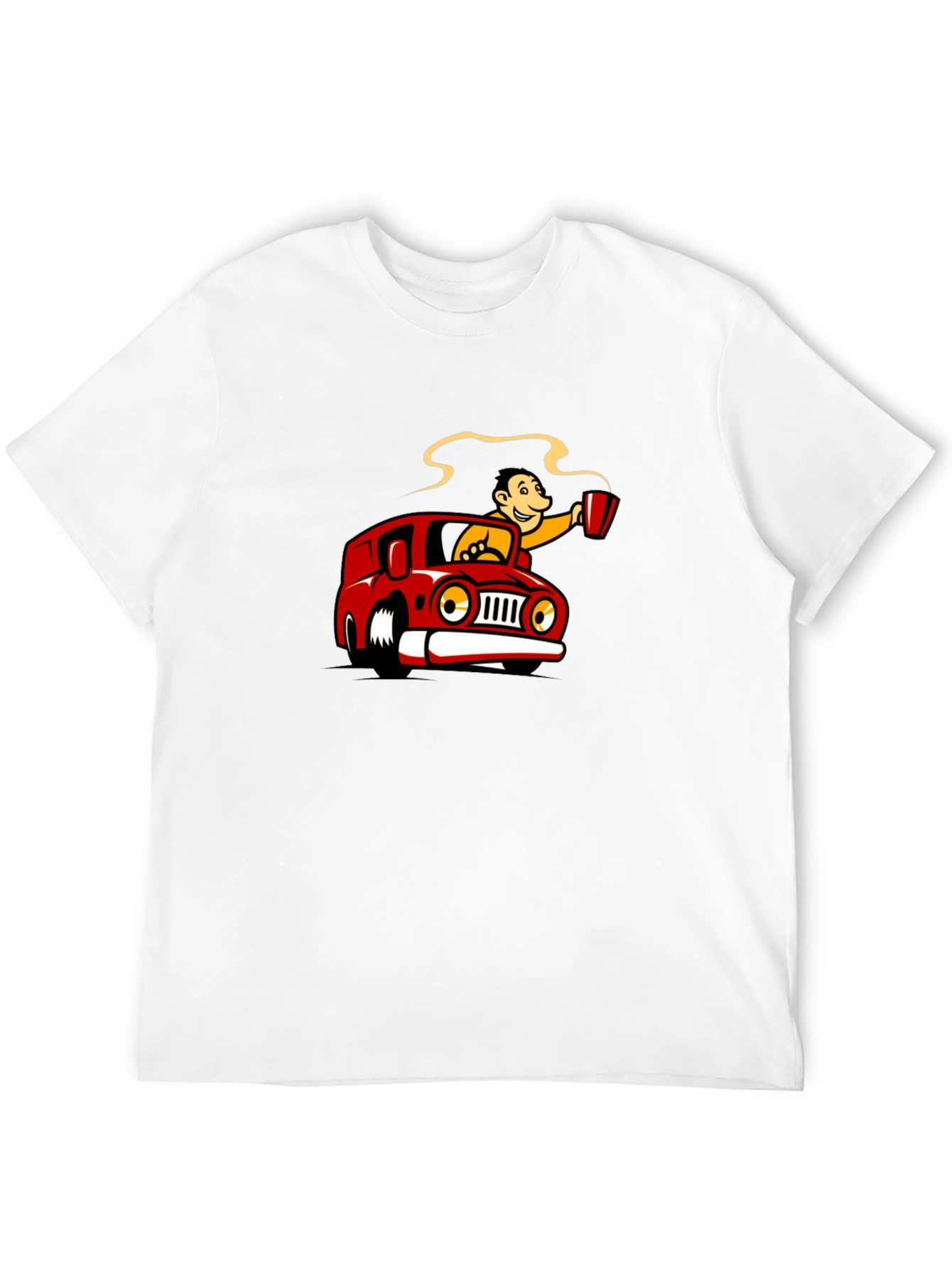 Coffee Car Cartoon Black T-Shirt