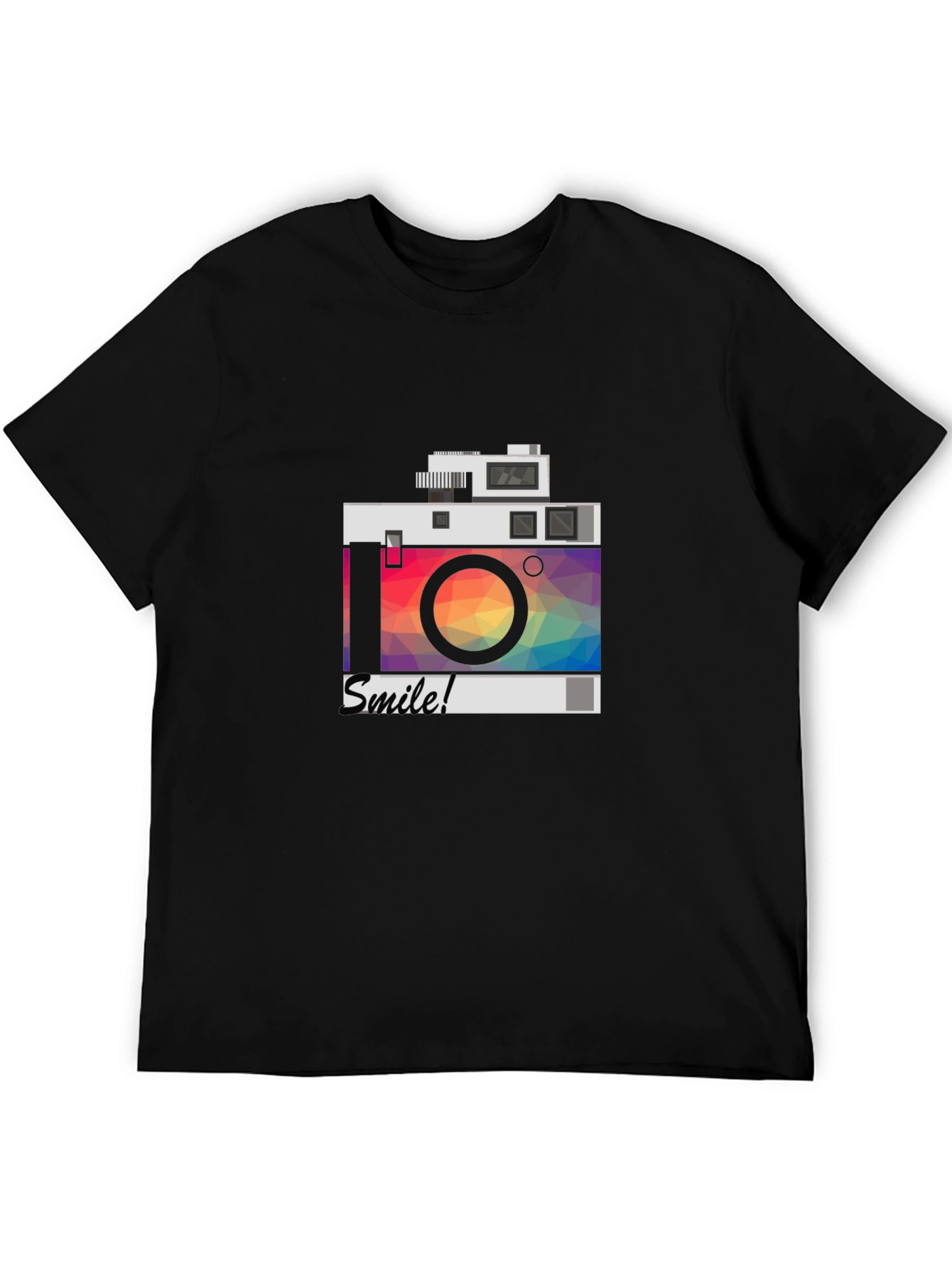 Stylish Camera Graphic Tee - Smile!