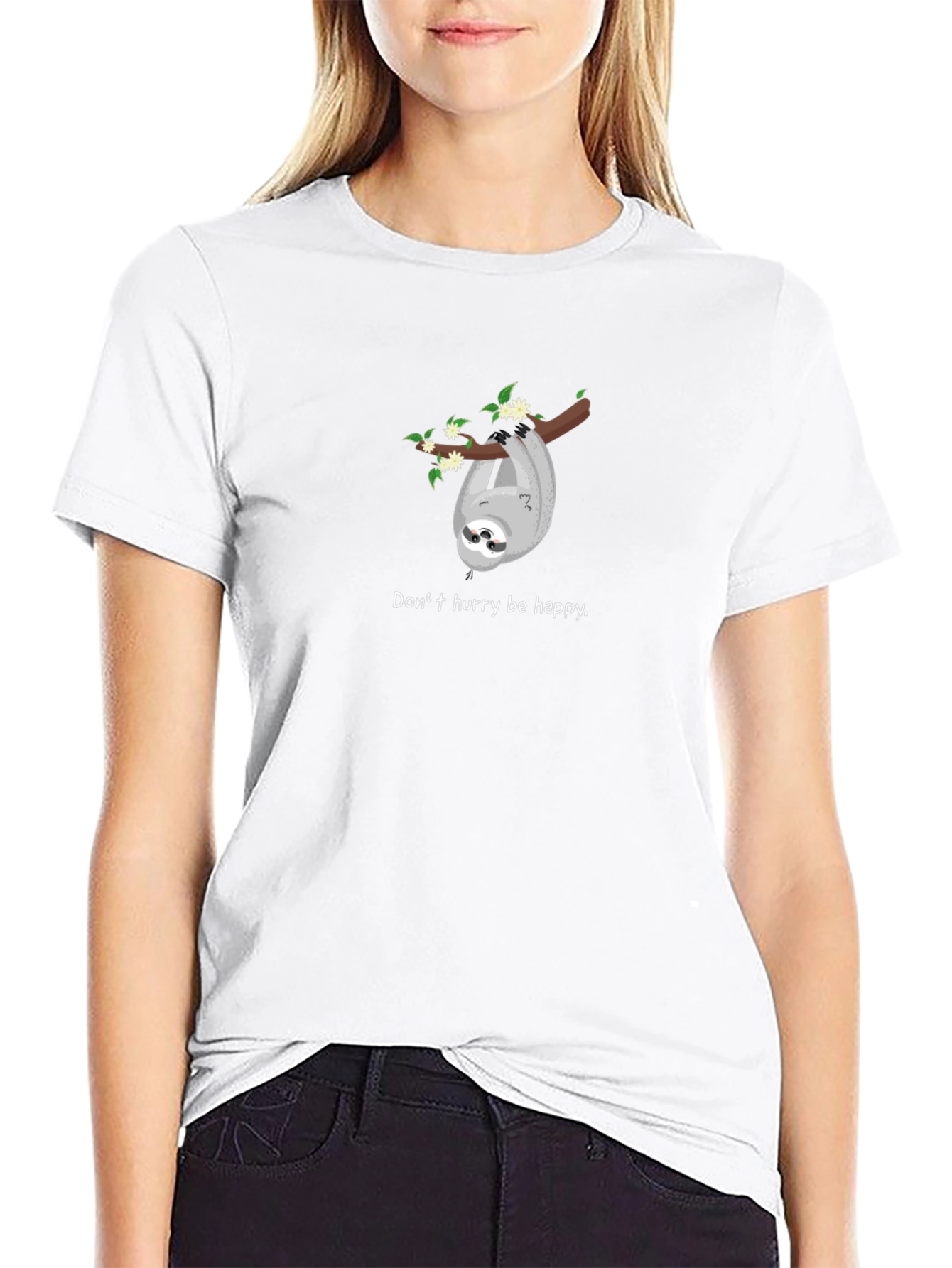Dont Hurry Be Happy Sloth Graphic Tee