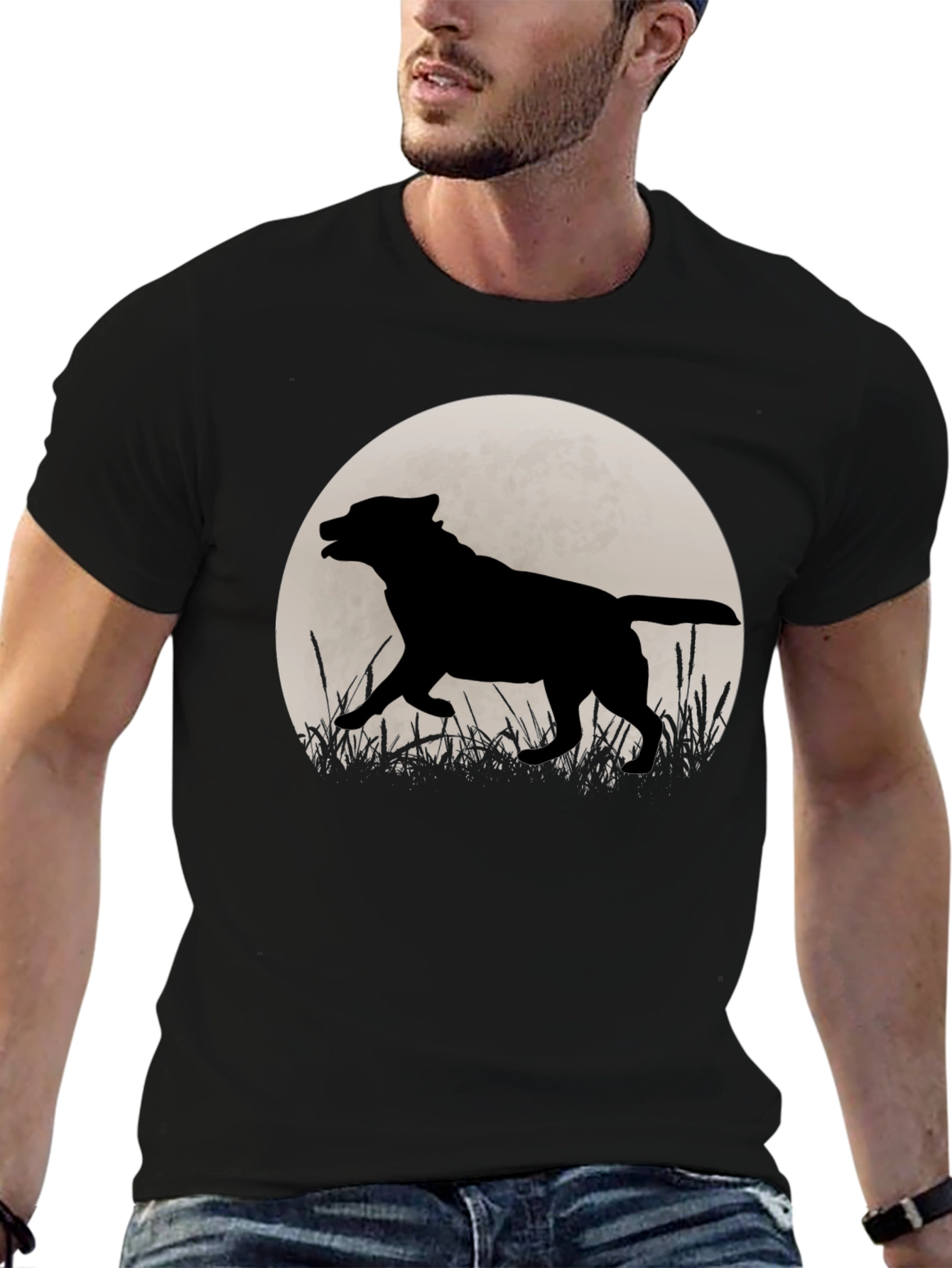 Wolf Silhouette Moon Graphic T-Shirt