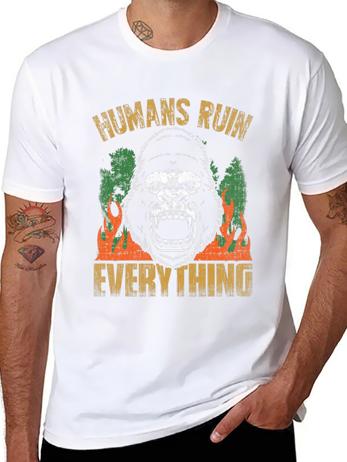 Humans Ruin Everything Gorilla Graphic Tee