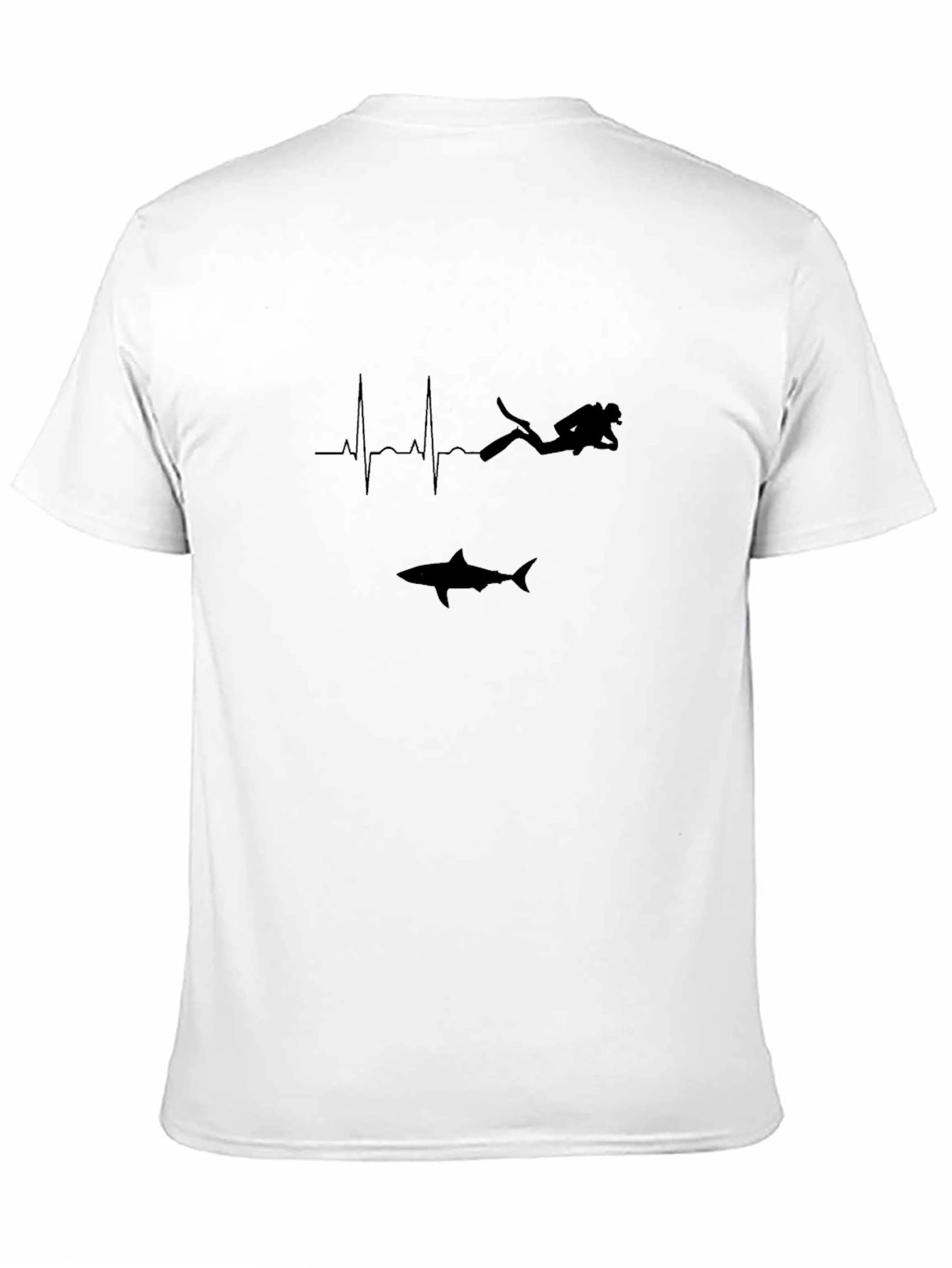 Diver Heartbeat Shark Black Graphic Tee