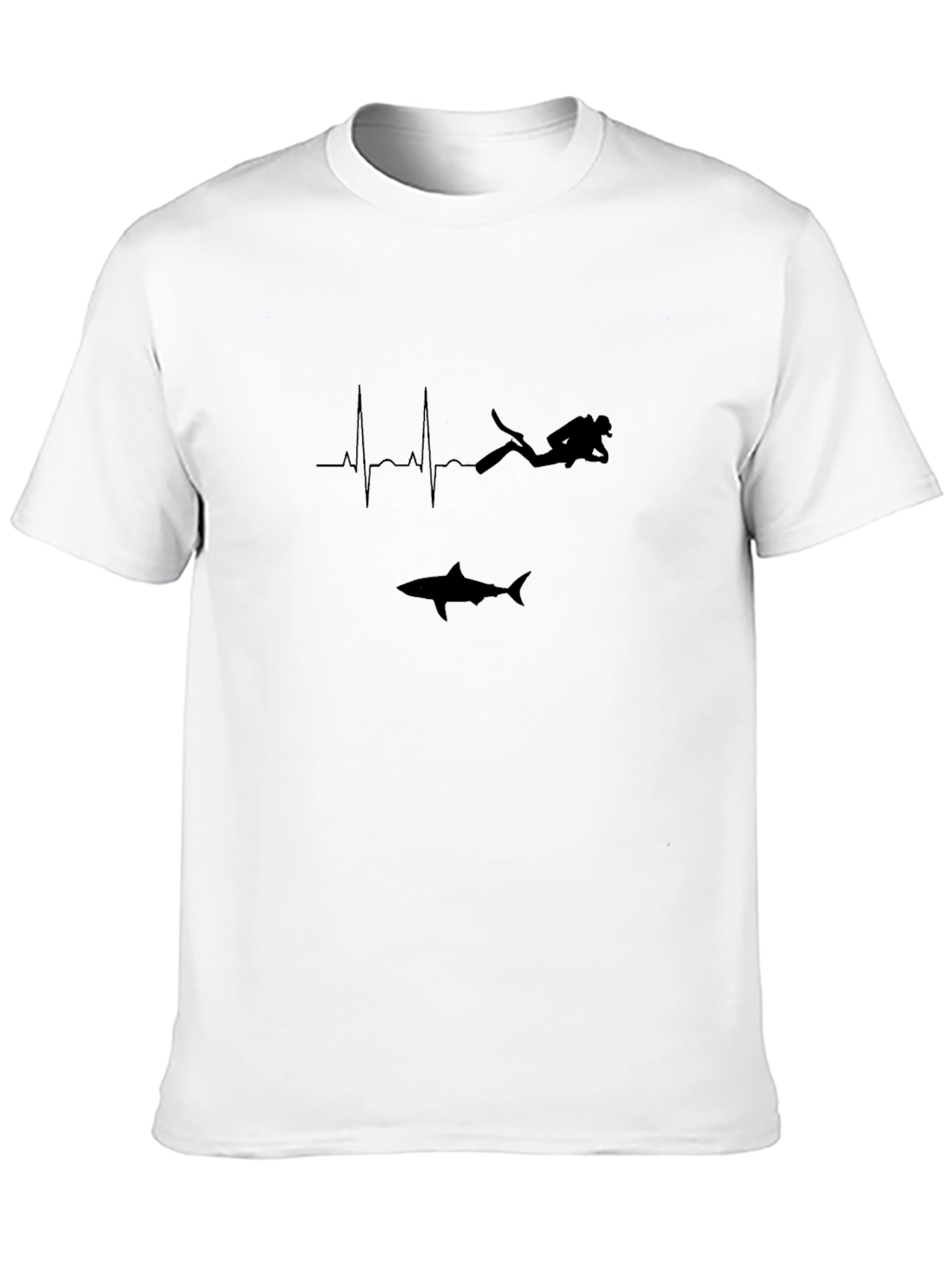 Diver Heartbeat Shark Black Graphic Tee
