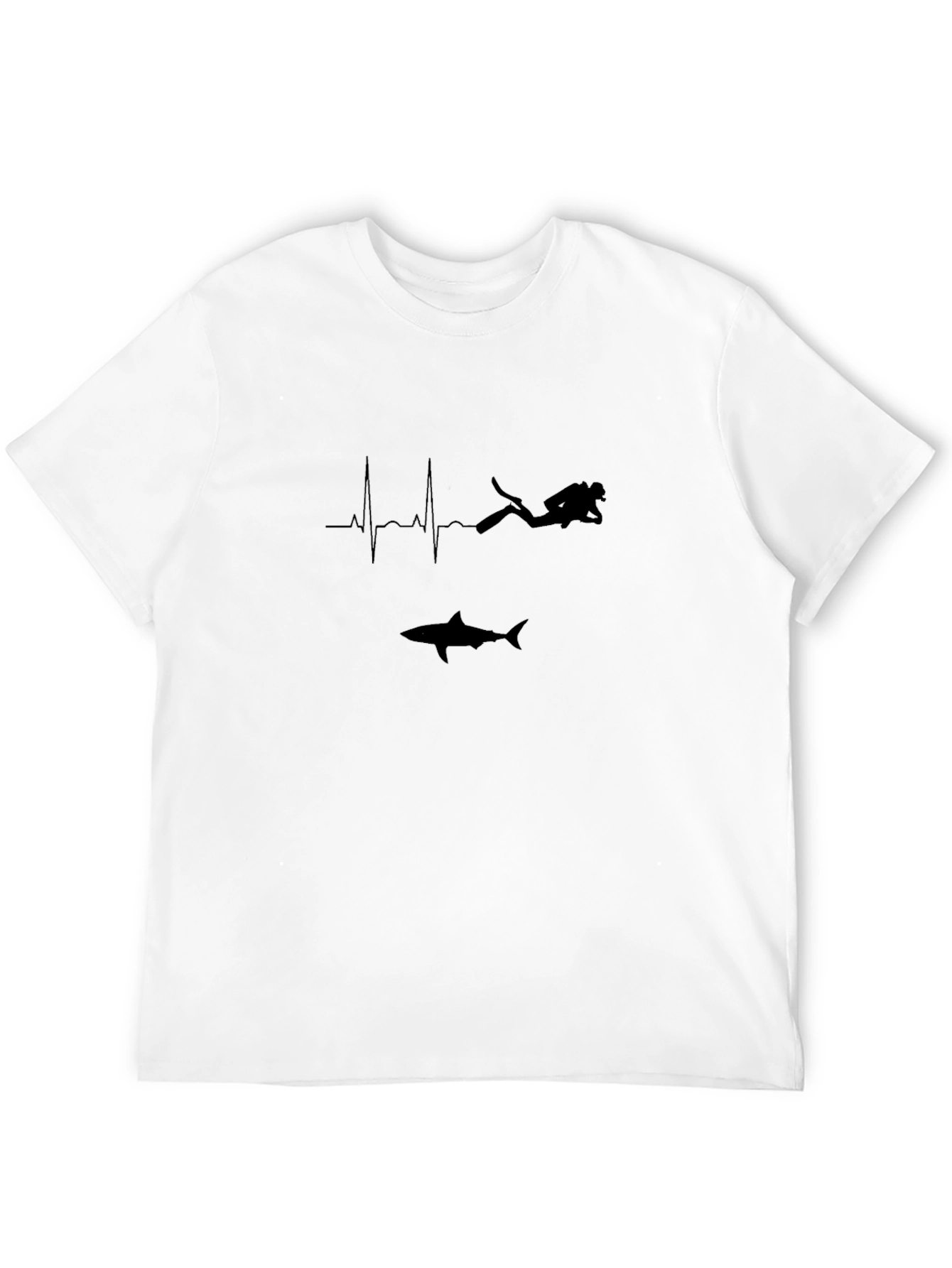 Diver Heartbeat Shark Black Graphic Tee