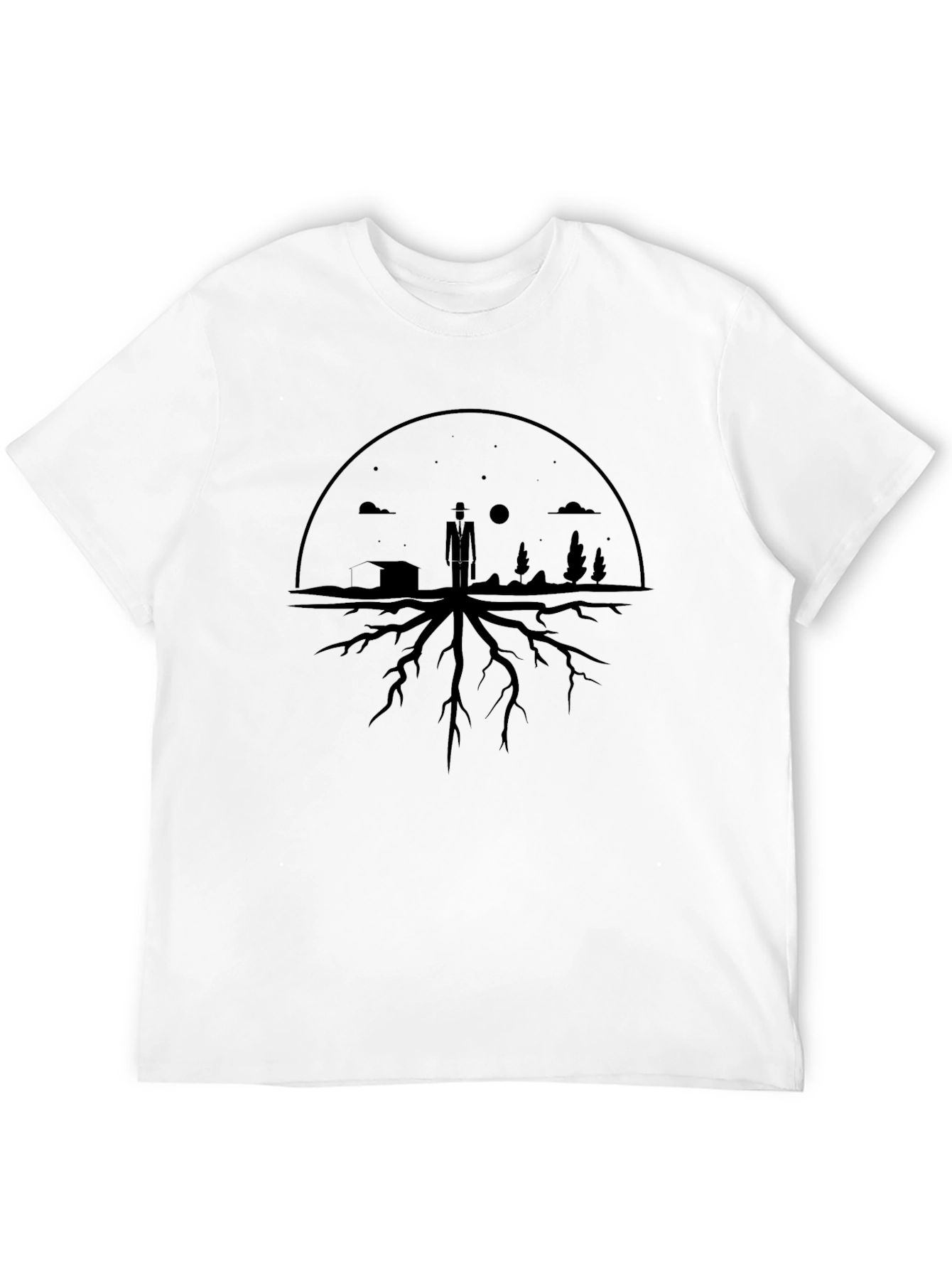 Stylized Rootscape Graphic Tee - Black Cotton Blend