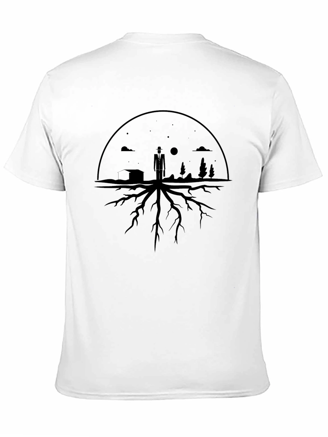 Stylized Rootscape Graphic Tee - Black Cotton Blend