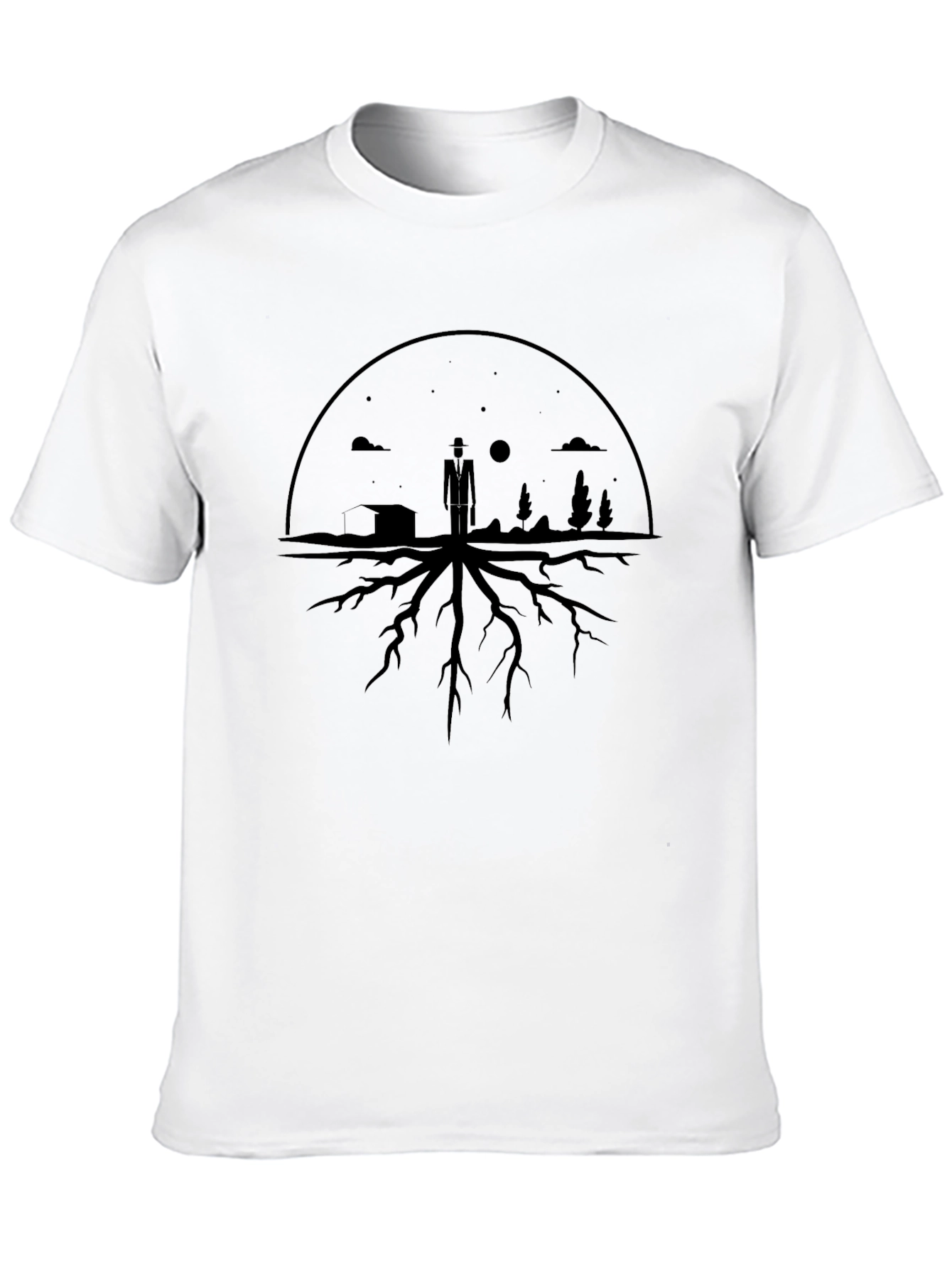 Stylized Rootscape Graphic Tee - Black Cotton Blend