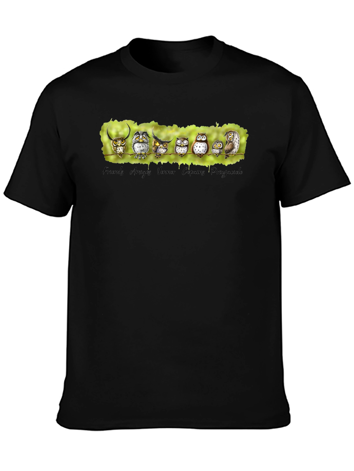 Owl Friends Graphic Tee - Black T-Shirt