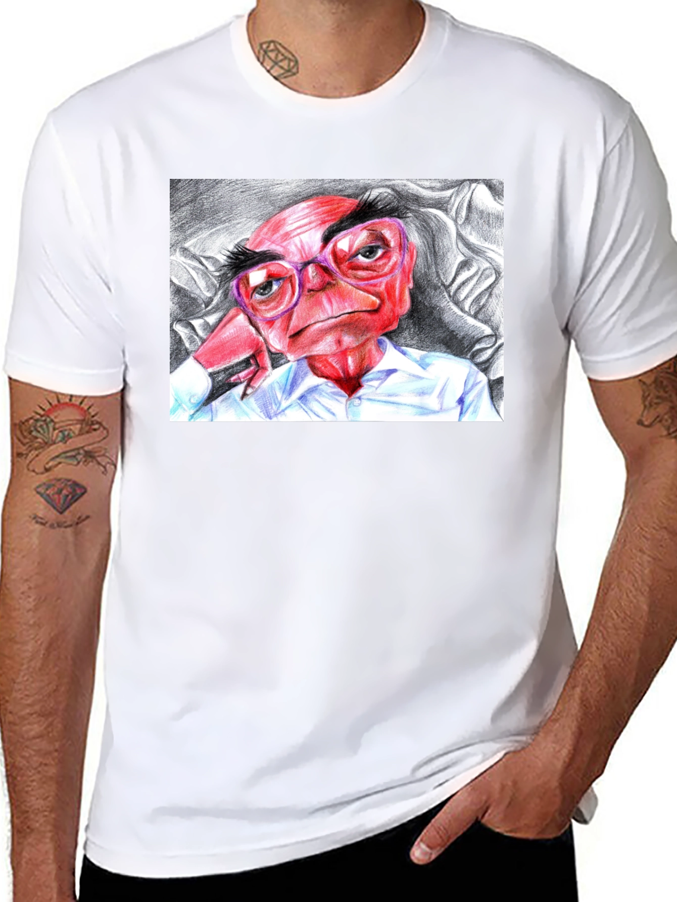 Cartoon Character Graphic Tee - Black