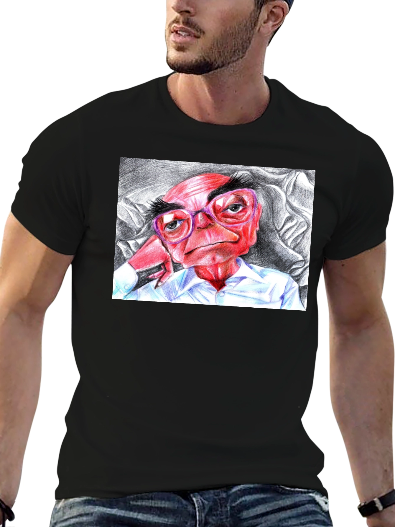 Cartoon Character Graphic Tee - Black