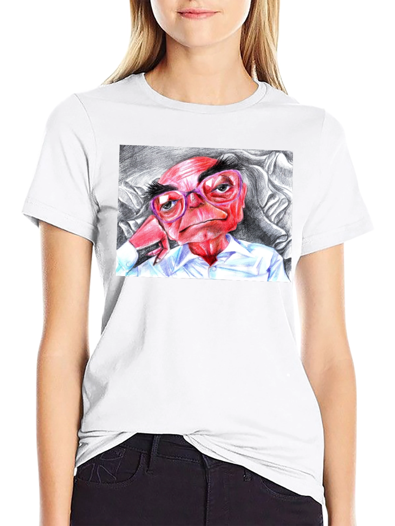 Cartoon Character Graphic Tee - Black
