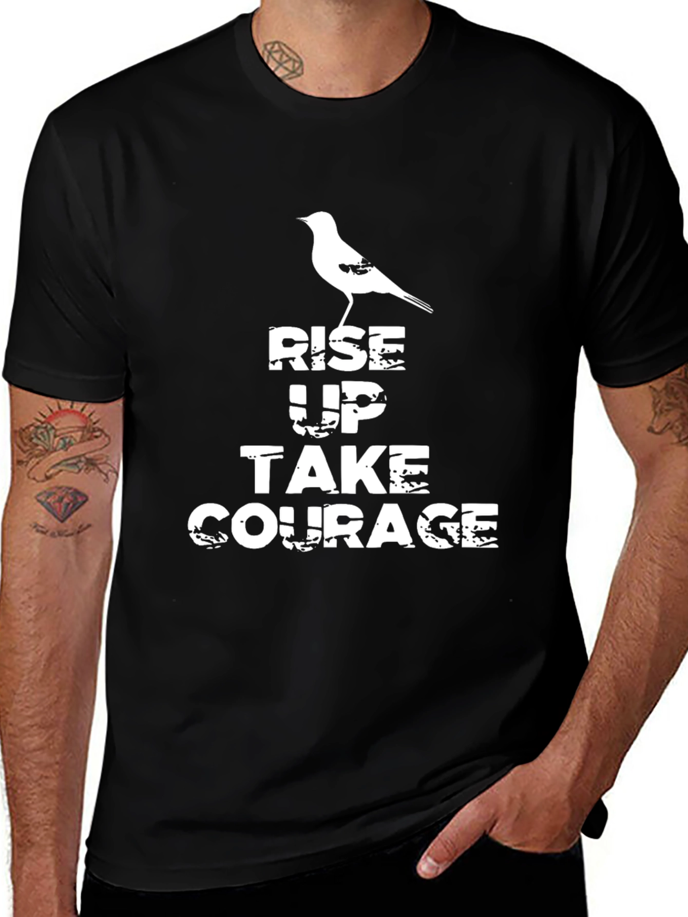 Rise Up Courage Tee - Motivational Graphic T-Shirt