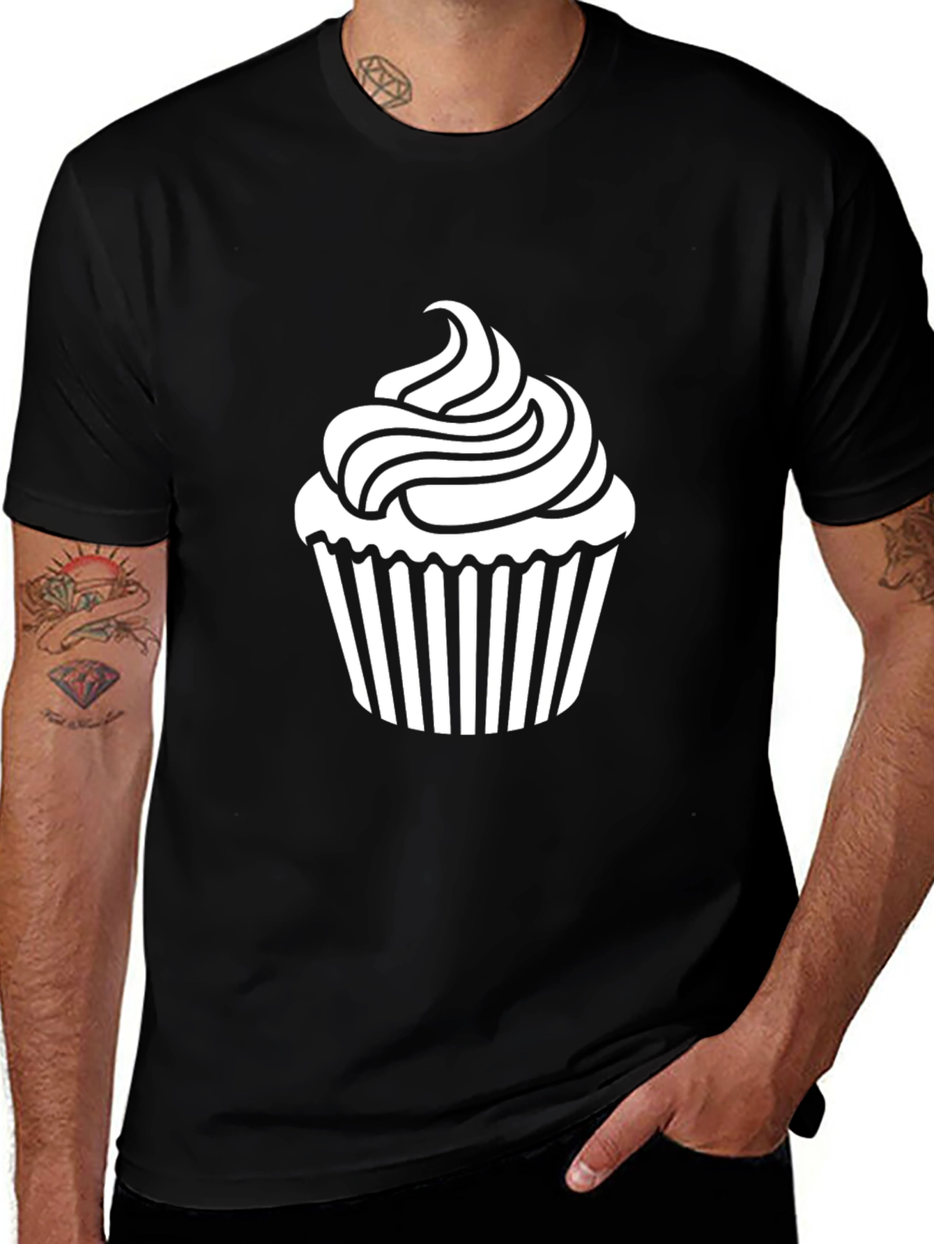 Cupcake Graphic Tee - Black Short Sleeve T-Shirt