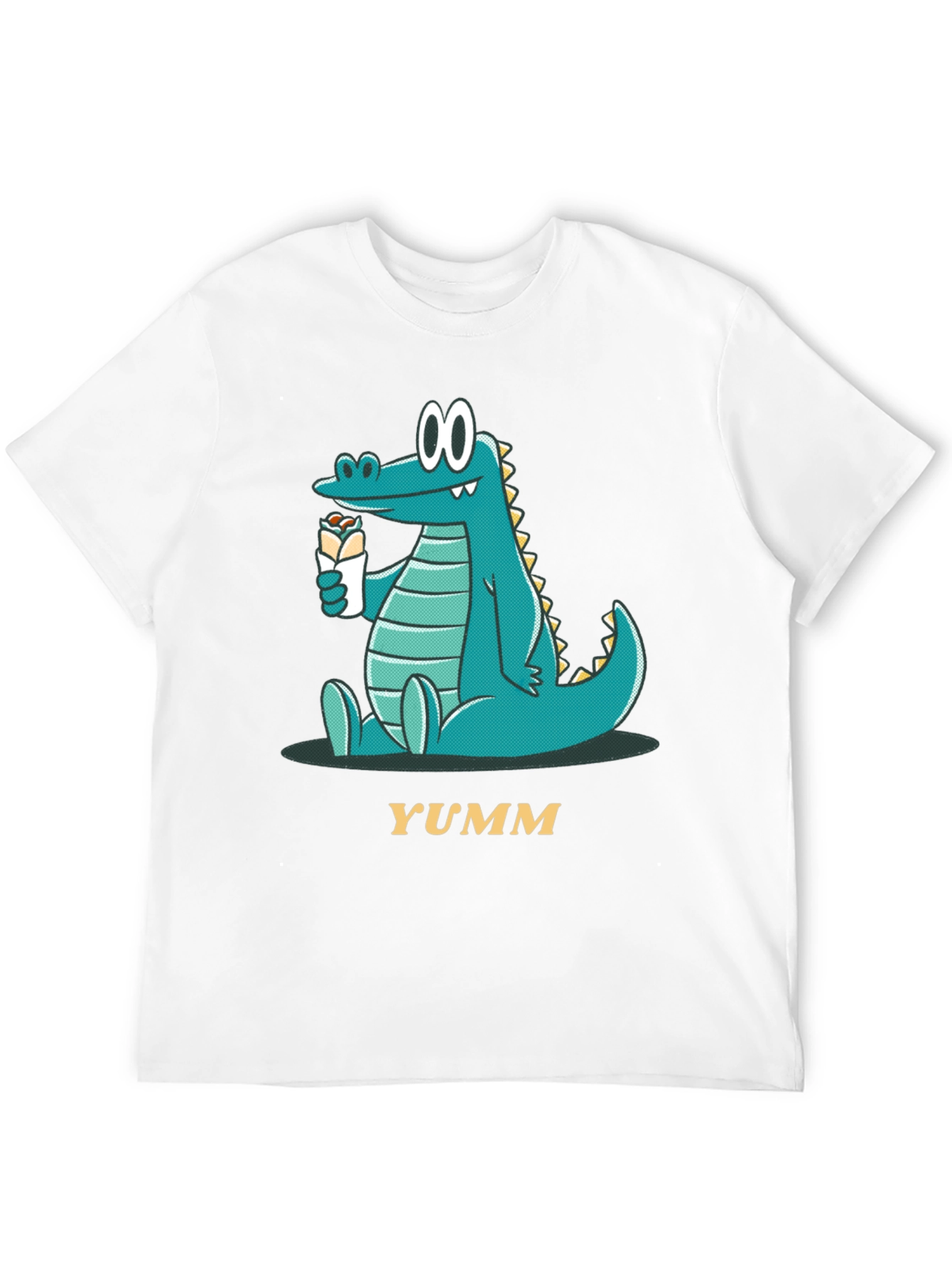 Cartoon Alligator Eating Wrap - Mens Black T-Shirt