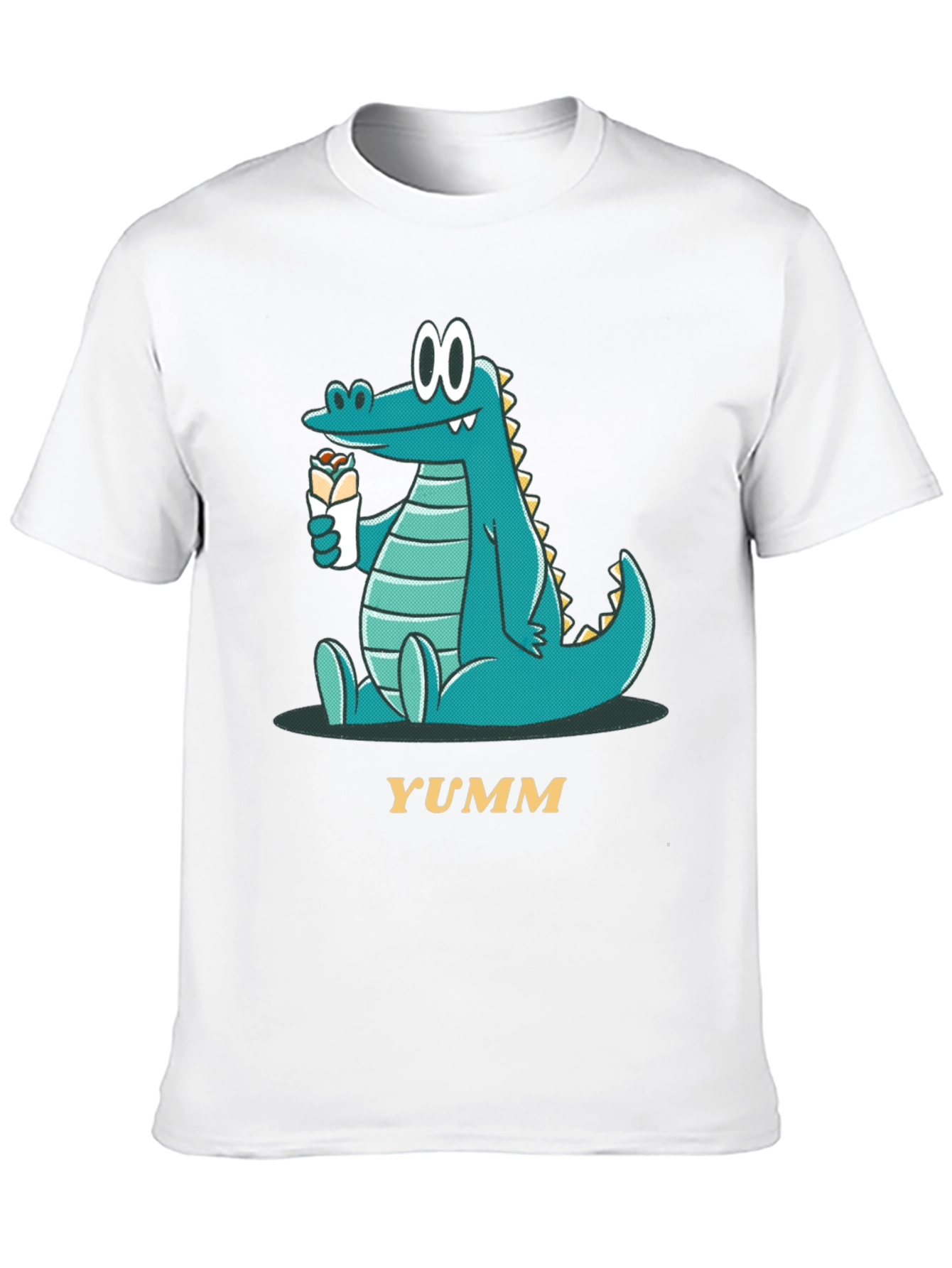 Cartoon Alligator Eating Wrap - Mens Black T-Shirt