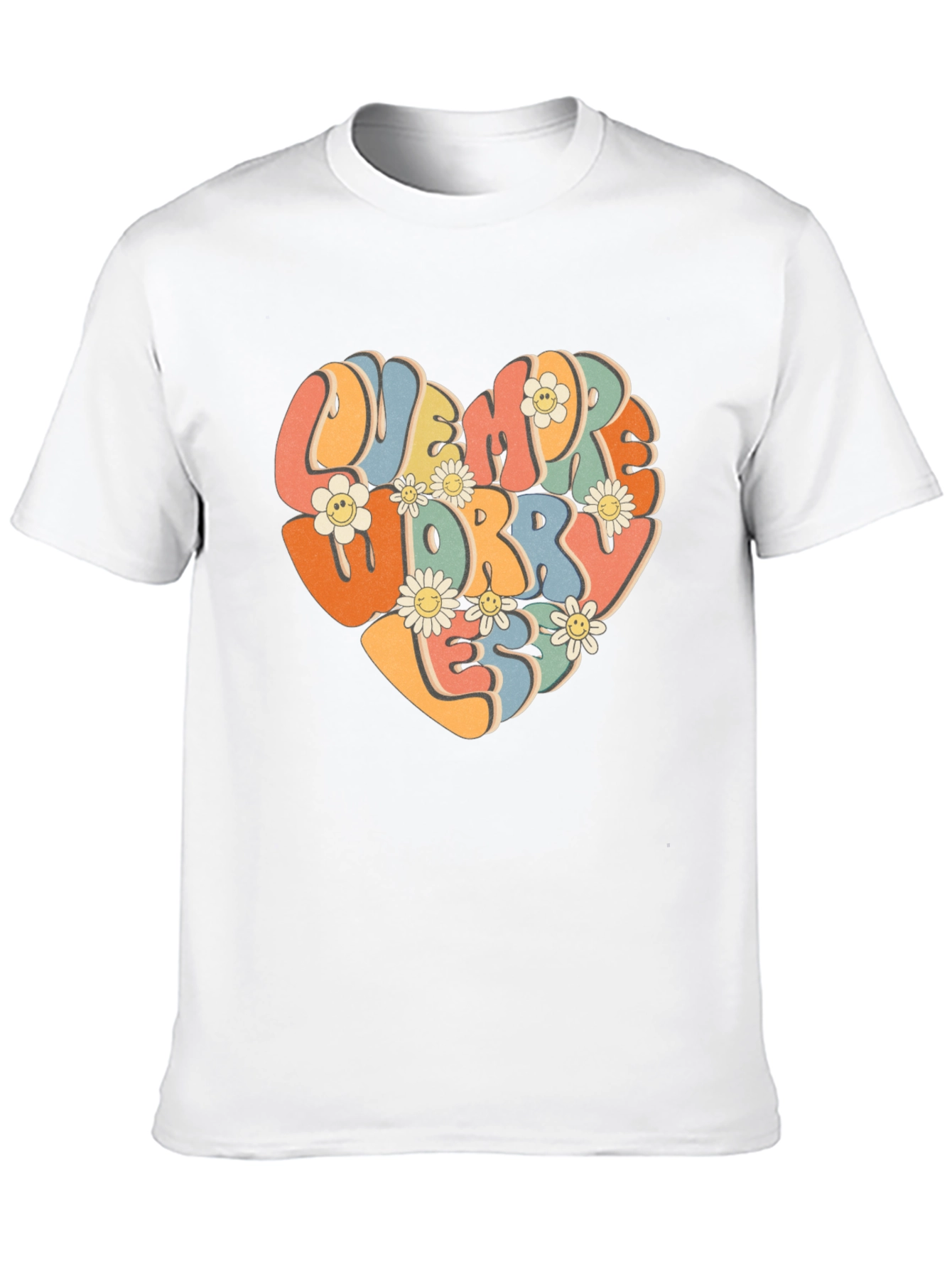 Retro Flower Heart Graphic T-Shirt - Worry Less