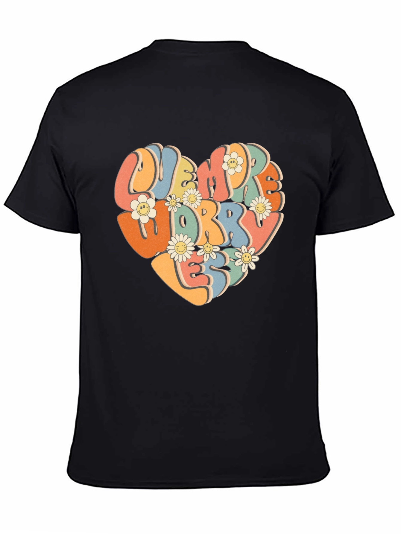 Retro Flower Heart Graphic T-Shirt - Worry Less