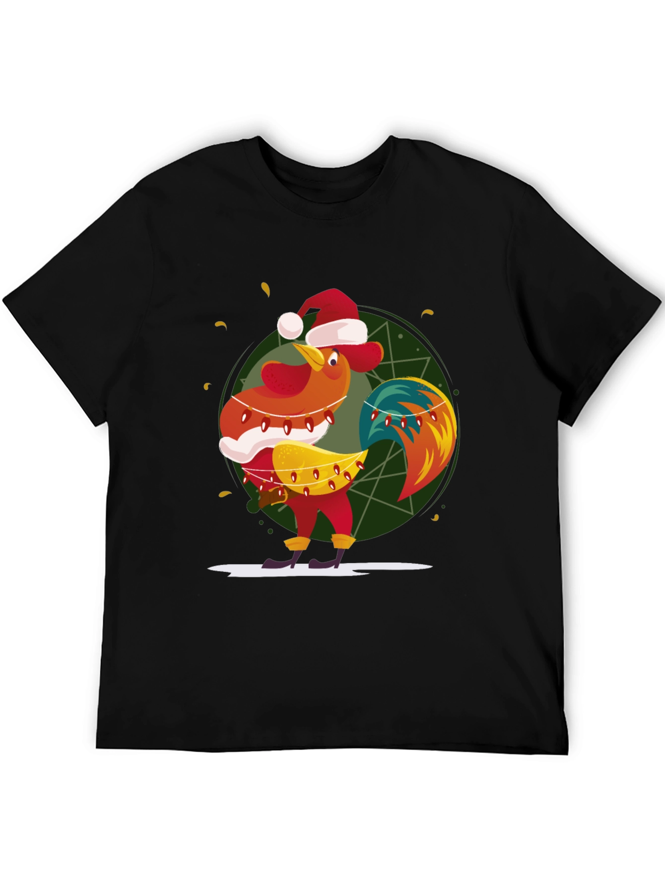 Festive Rooster Graphic Tee - Holiday Fun!