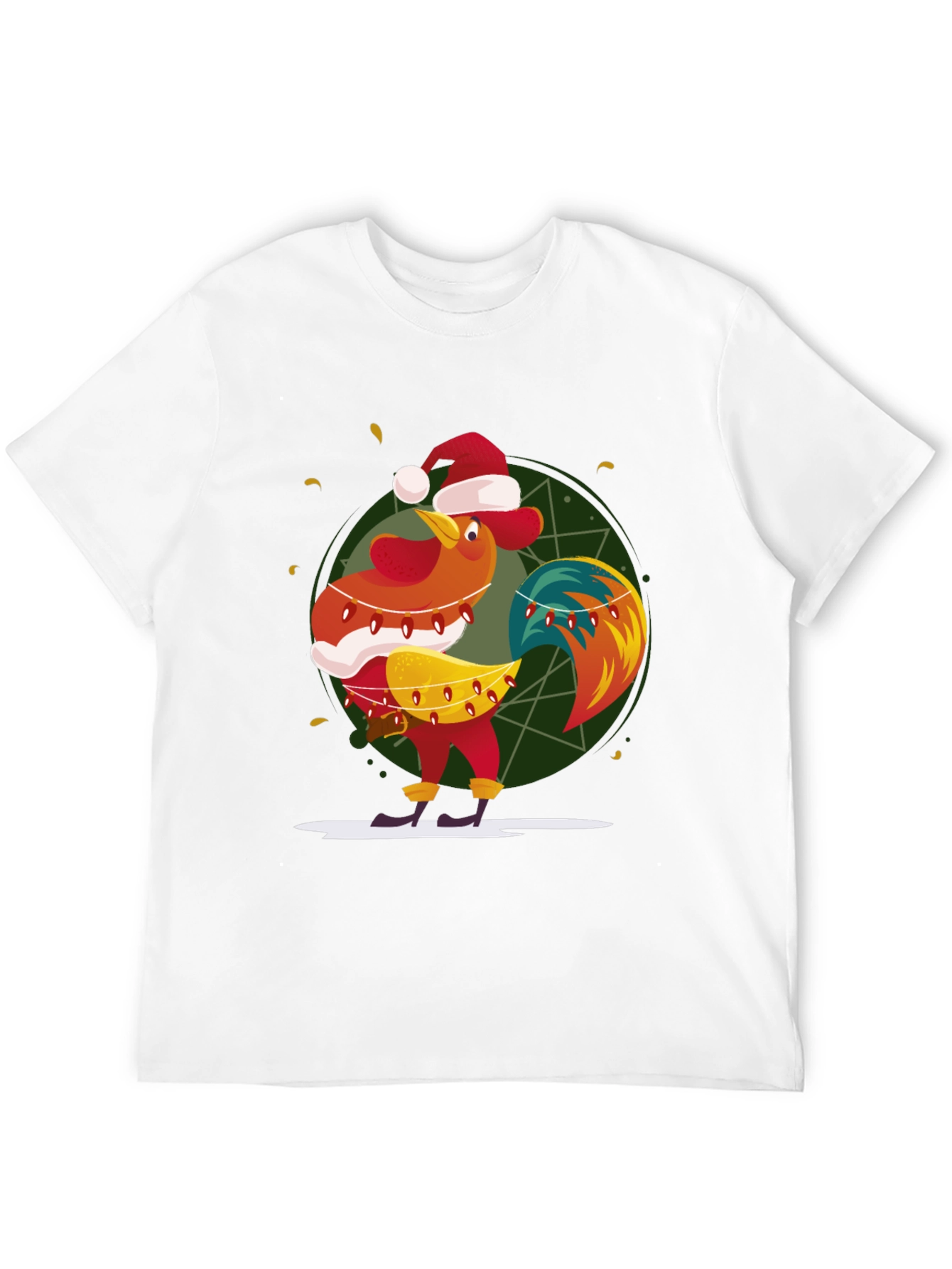 Festive Rooster Graphic Tee - Holiday Fun!
