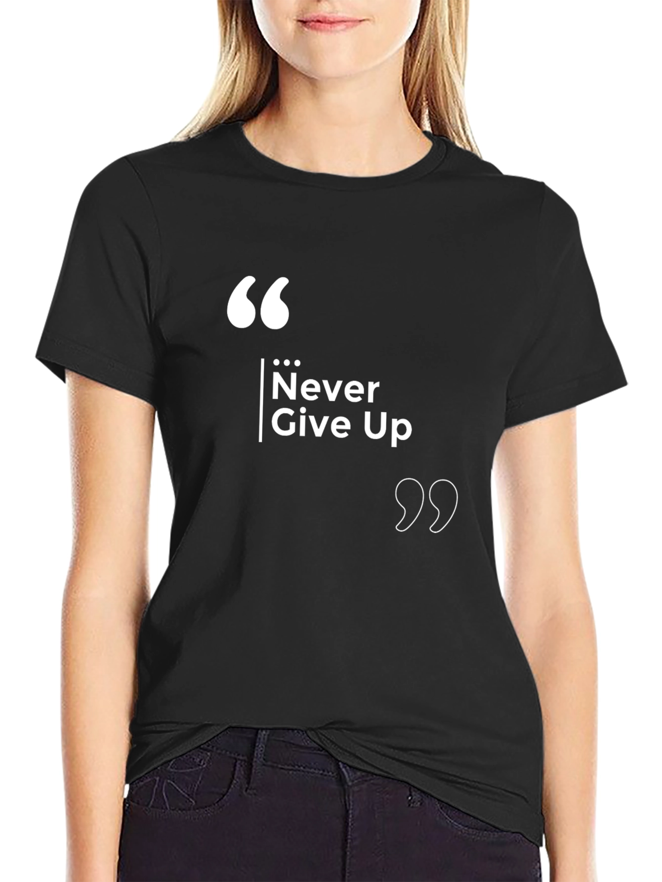 Never Give Up Graphic Print T-Shirt