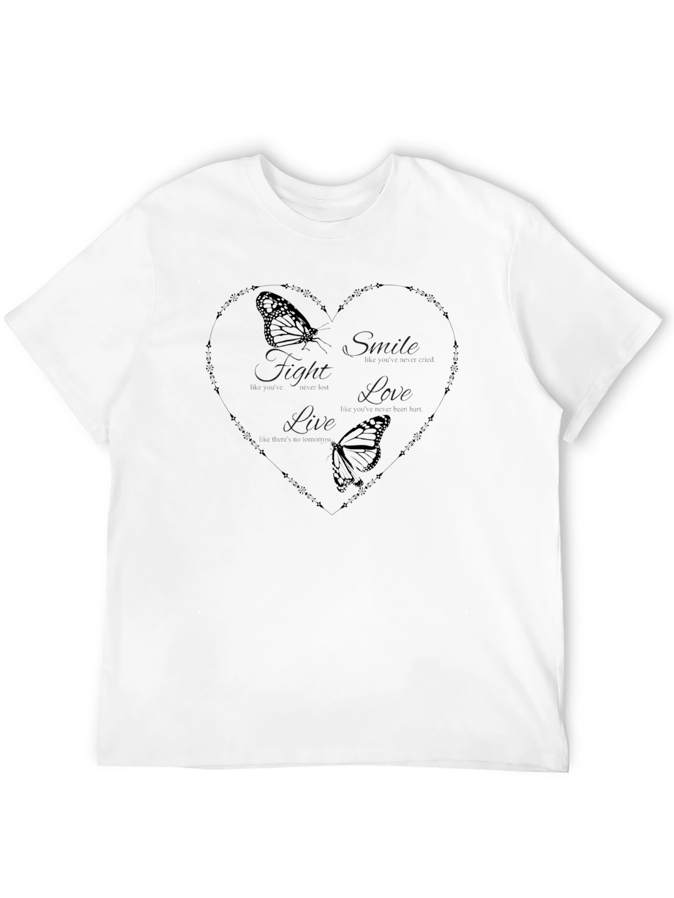 Heart & Butterfly Graphic Tee - Black