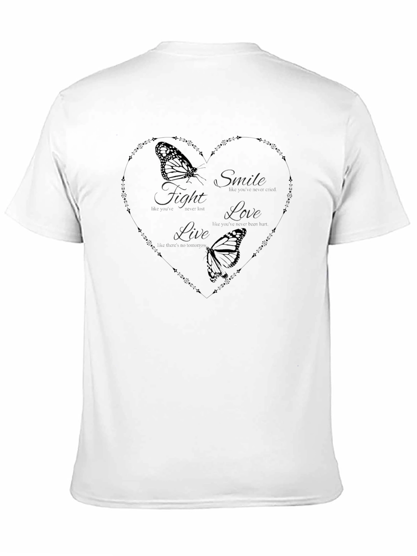 Heart & Butterfly Graphic Tee - Black