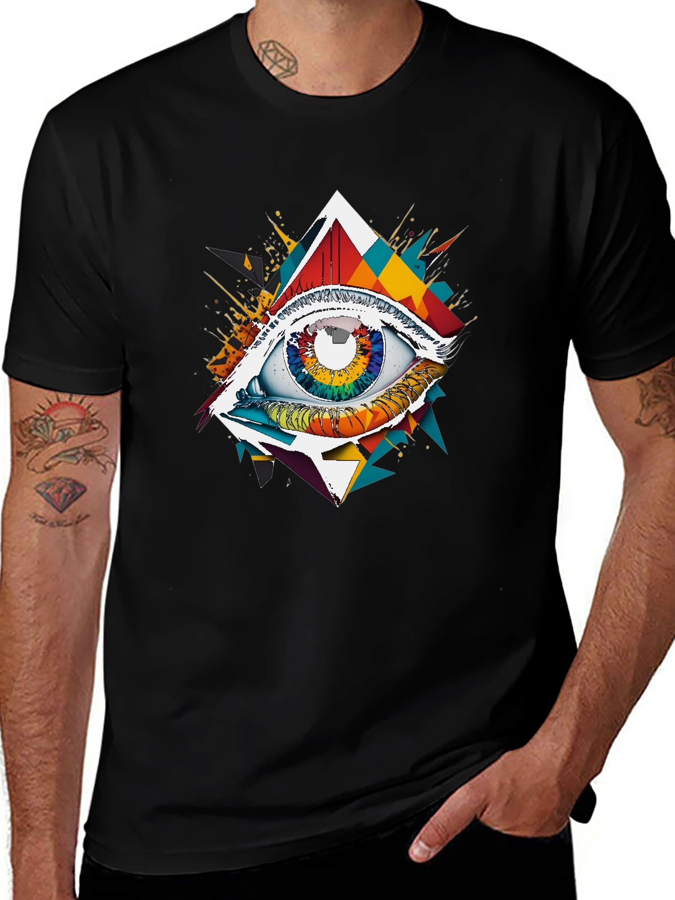 Psychedelic Eye Graphic Tee - Mens Black T-Shirt