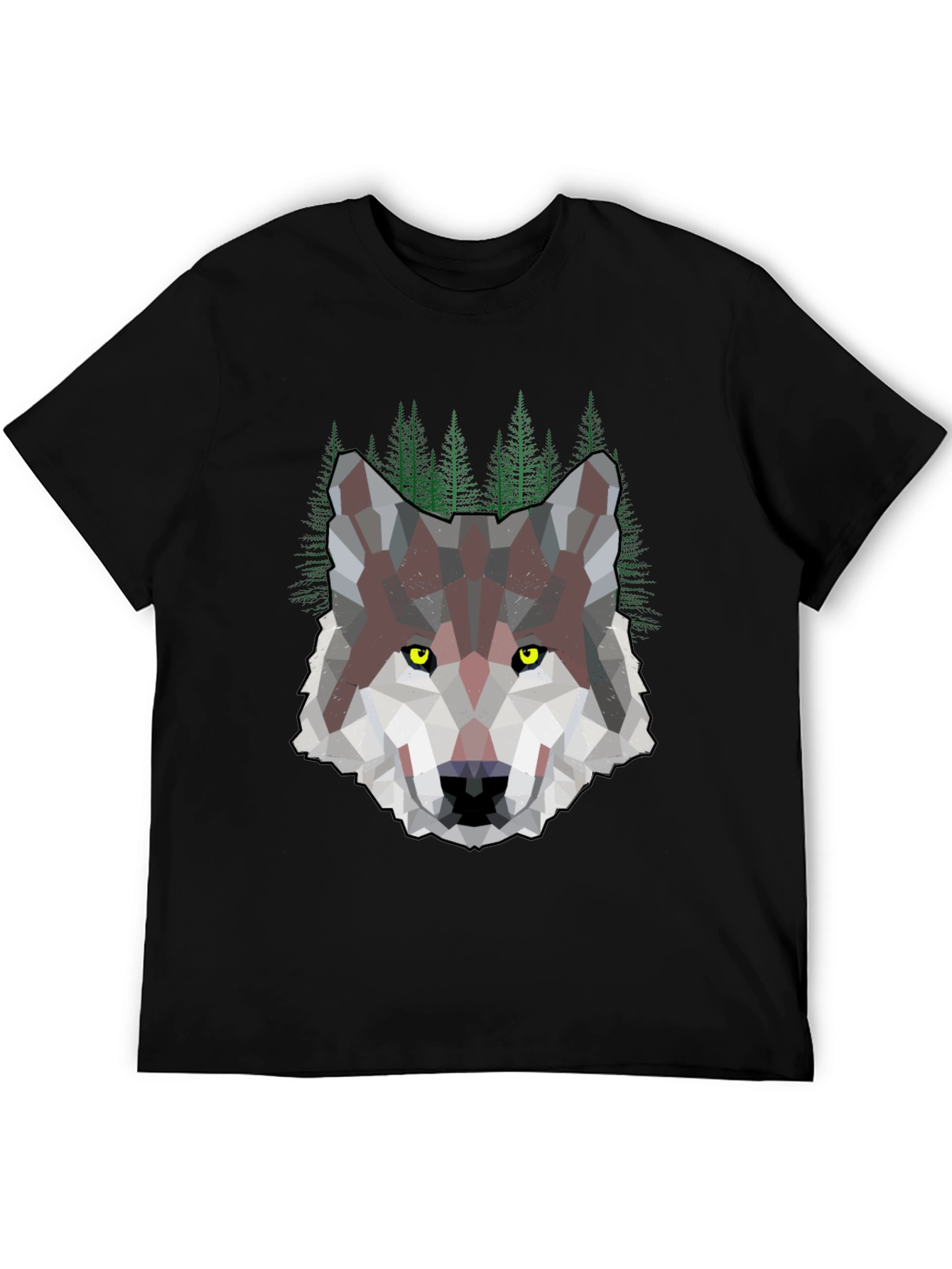 Geometric Wolf & Forest Graphic Tee