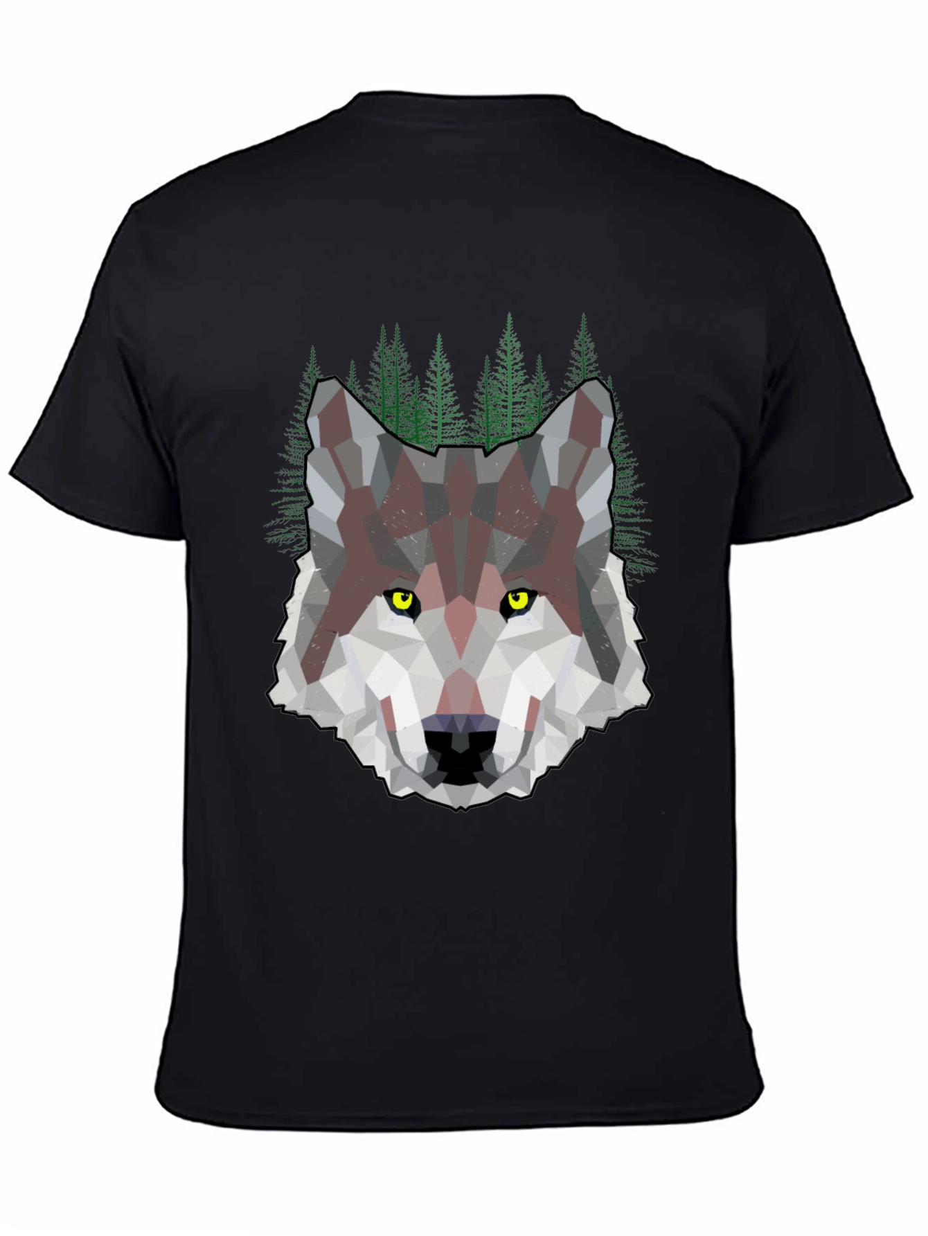 Geometric Wolf & Forest Graphic Tee