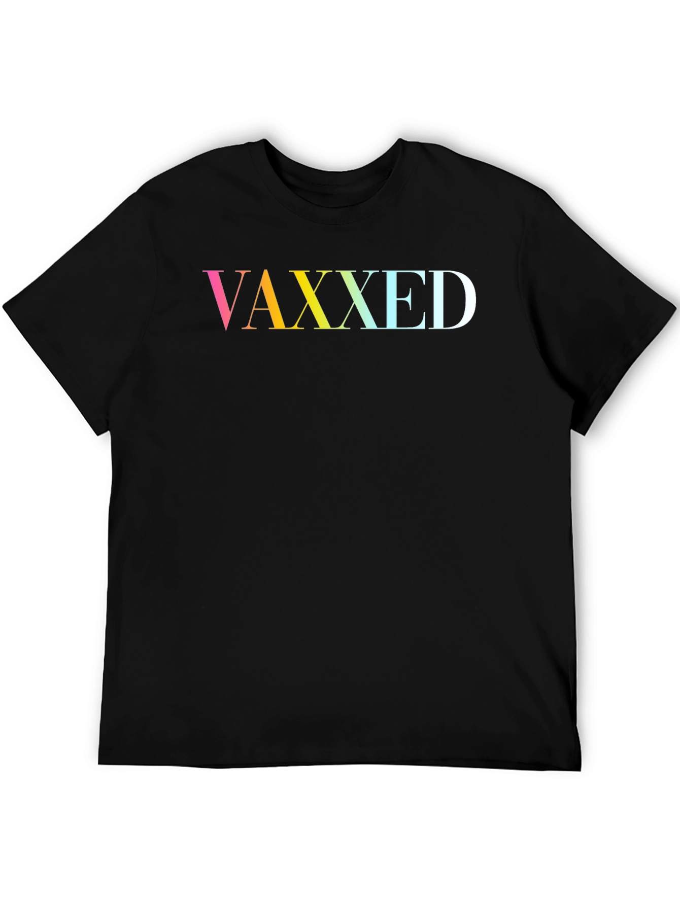 Vaxxed Rainbow Gradient Graphic Tee - Black Cotton