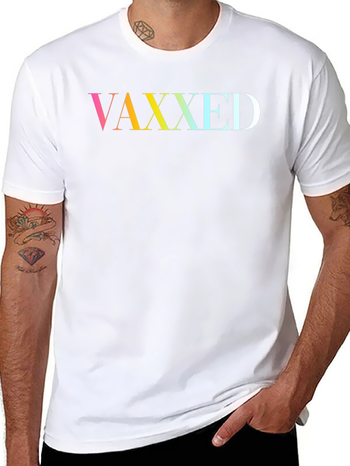 Vaxxed Rainbow Gradient Graphic Tee - Black Cotton
