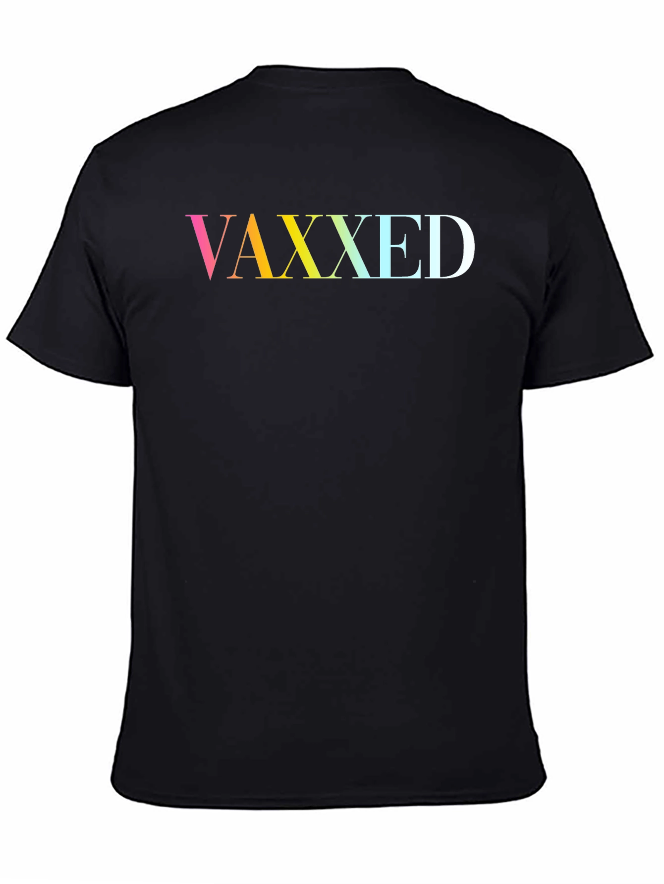 Vaxxed Rainbow Gradient Graphic Tee - Black Cotton
