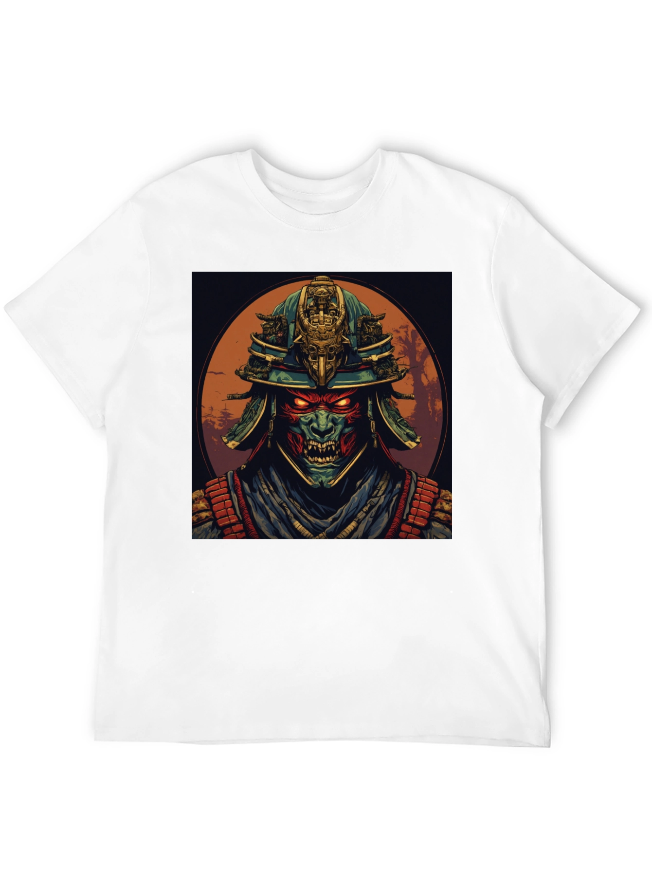 Samurai Demon Graphic Tee - Black Cotton T-Shirt