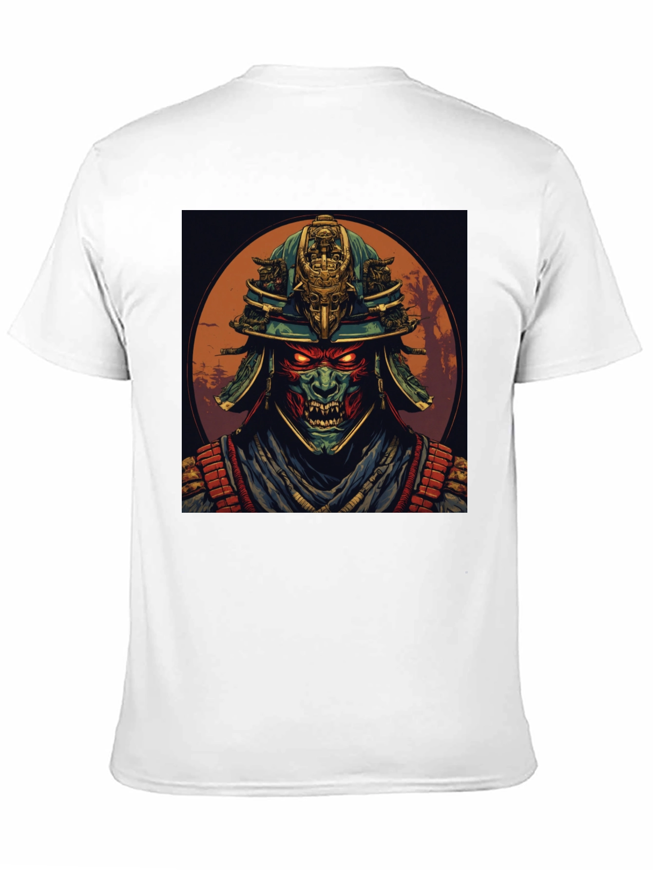 Samurai Demon Graphic Tee - Black Cotton T-Shirt