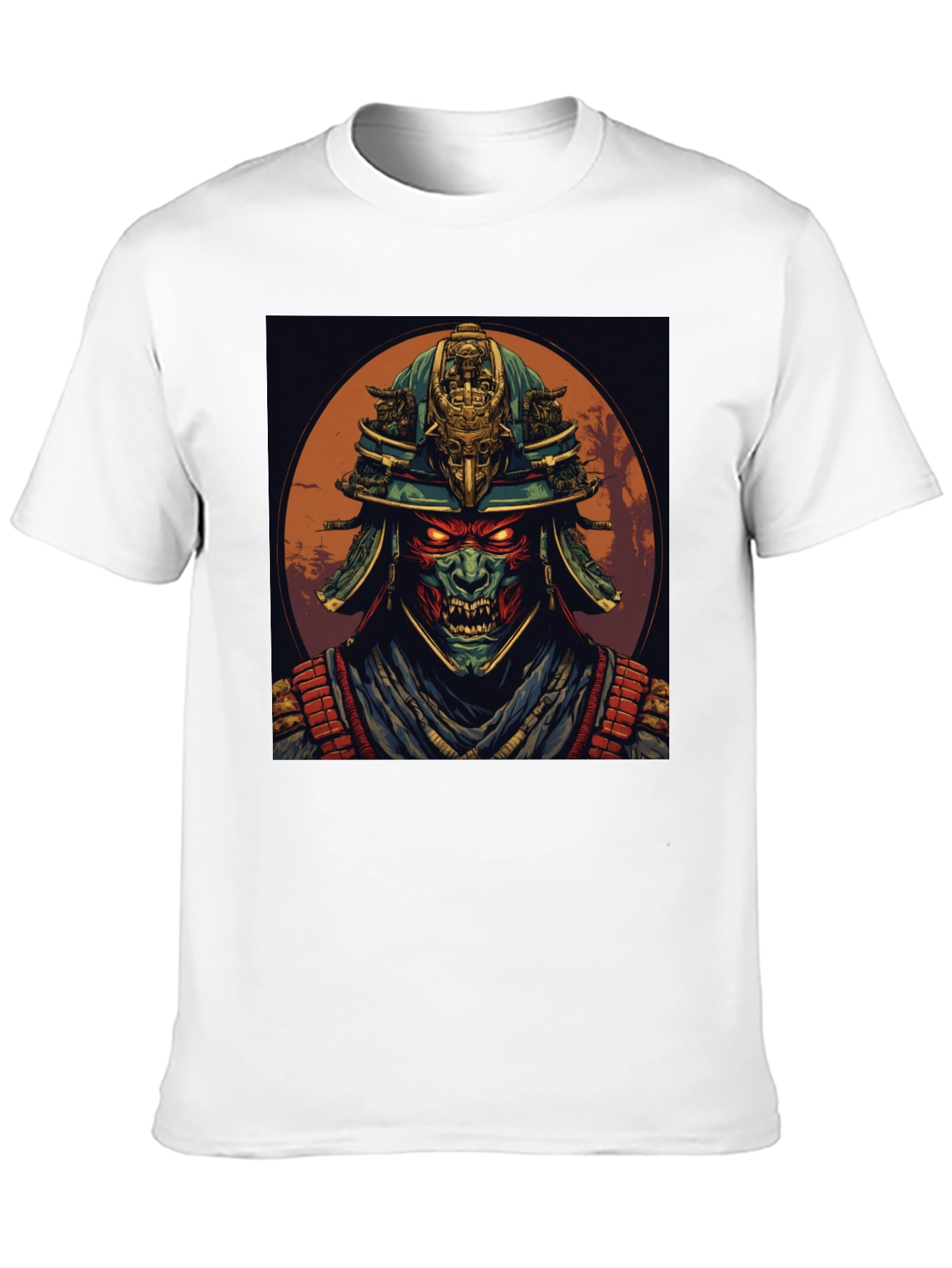 Samurai Demon Graphic Tee - Black Cotton T-Shirt