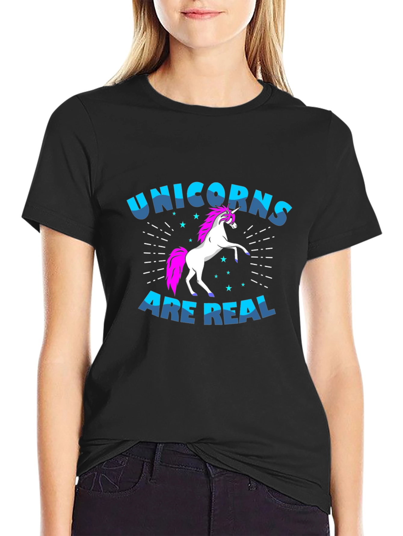 Unicorns Are Real Black Graphic T-Shirt