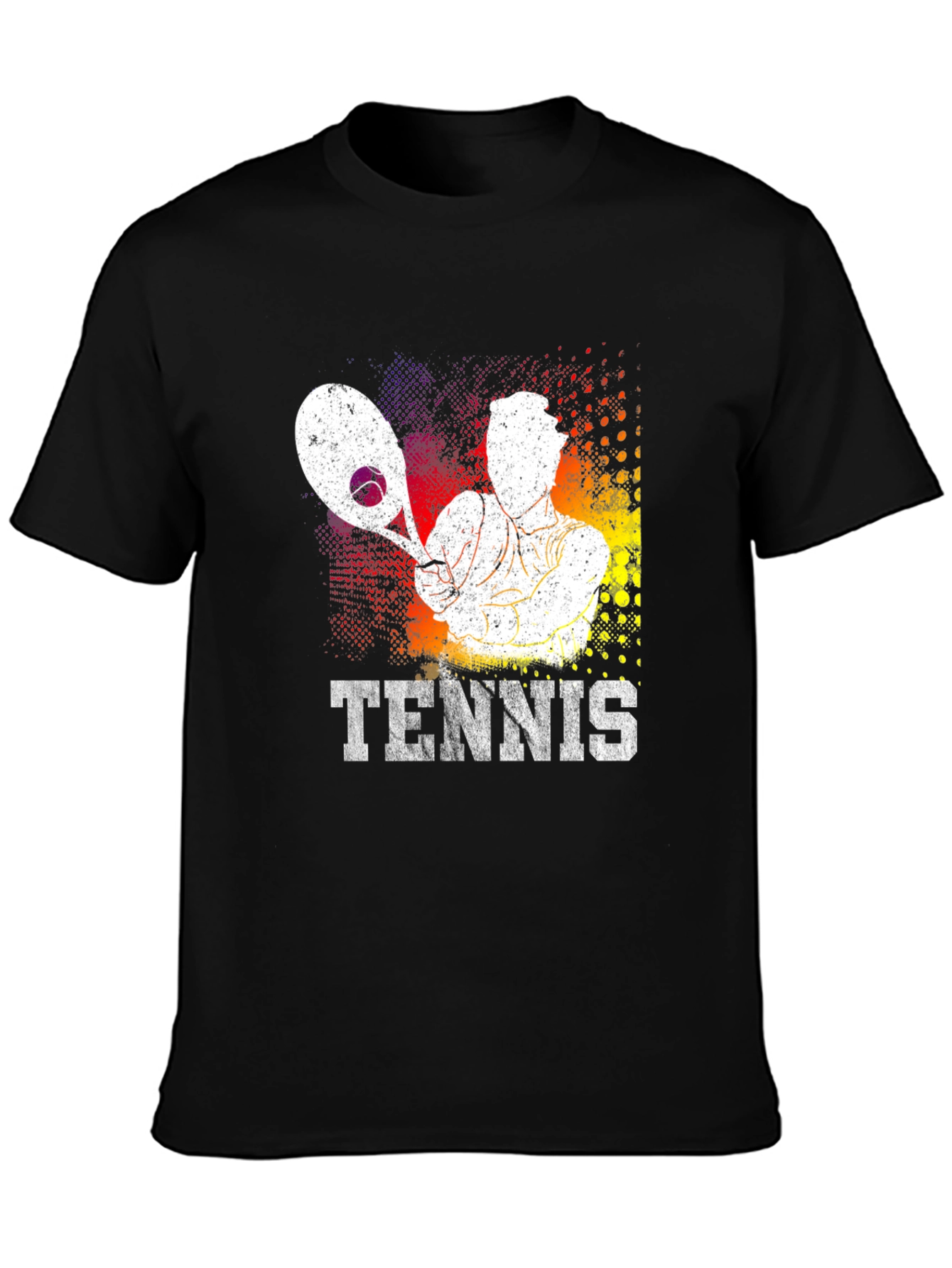 Tennis Player Graphic Print Black T-Shirt